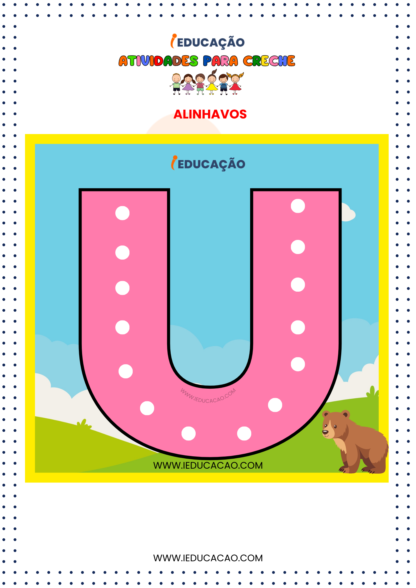 Atividades para Creche- Atividade de Alinhavo Letra U