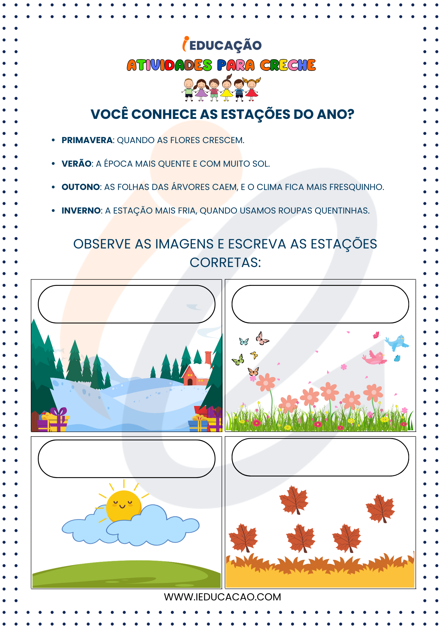 Atividades para Creche- Atividades das Estações do Ano