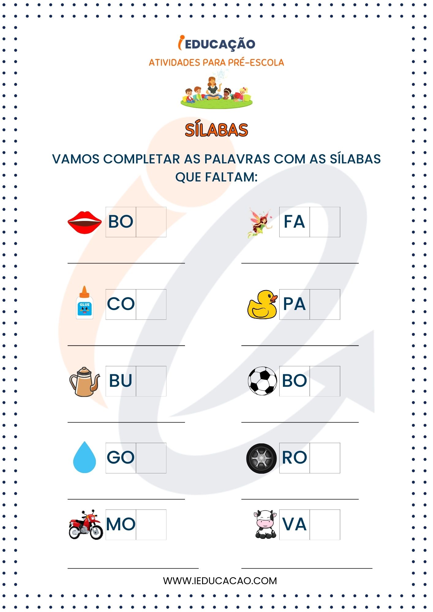 Atividades para Pré Escola- Atividades das Silabas