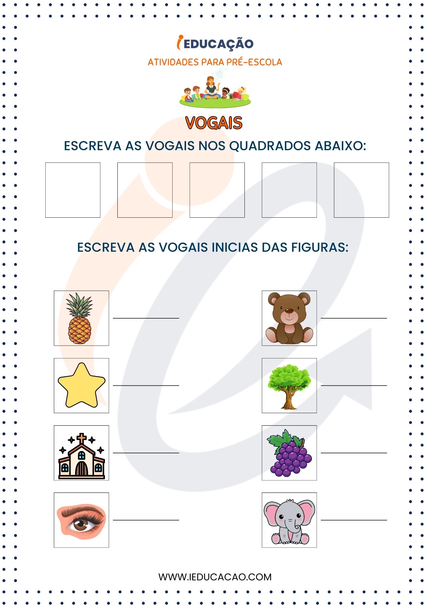 Atividades para Pré Escola com as Vogais