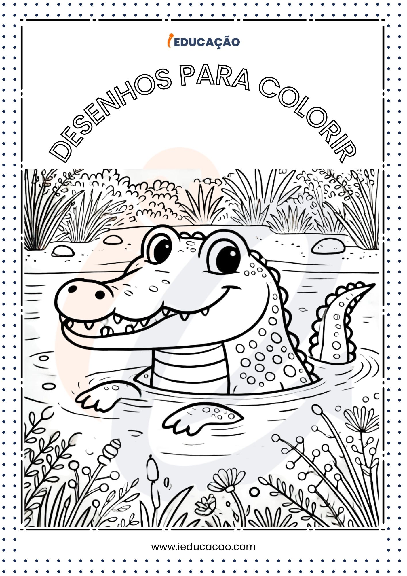 Desenhos de Animais para Colorir- Jacaré para Colorir