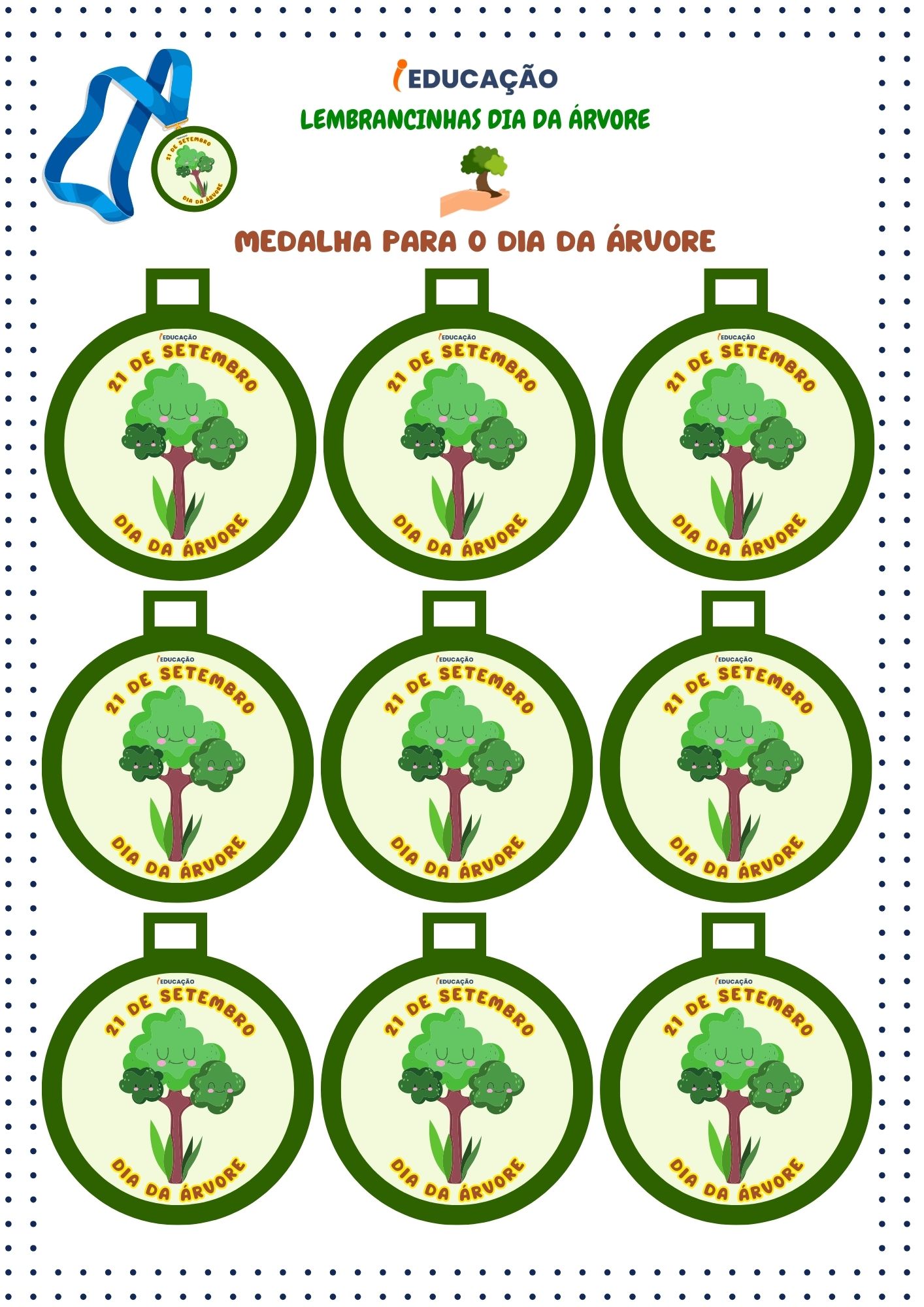Lembrancinhas para o Dia da Árvore- Medalha para o Dia da Árvore