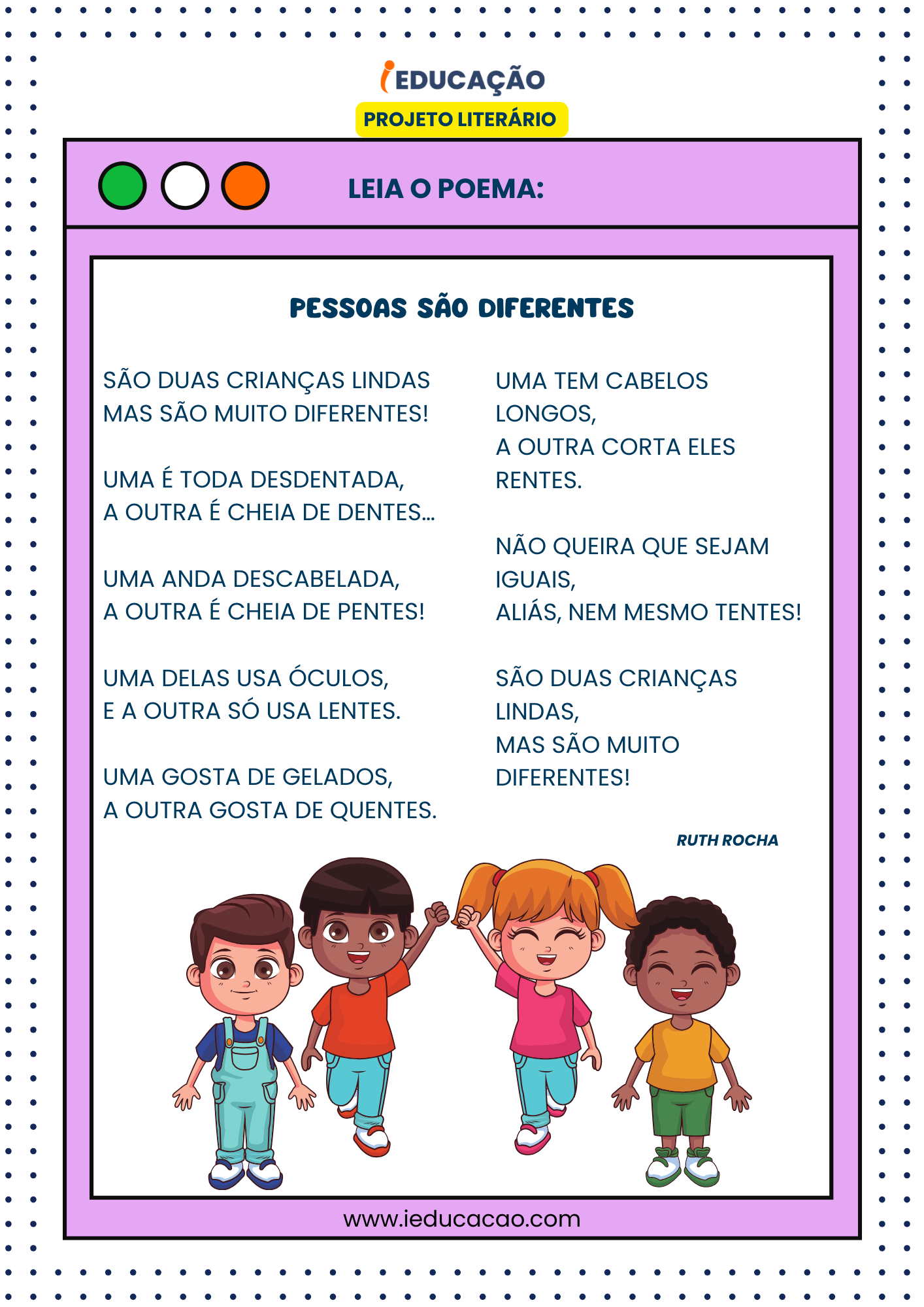 Poema Infantil de Ruth Rocha- Pessoas Diferentes- Pequenos Poemas Infantis