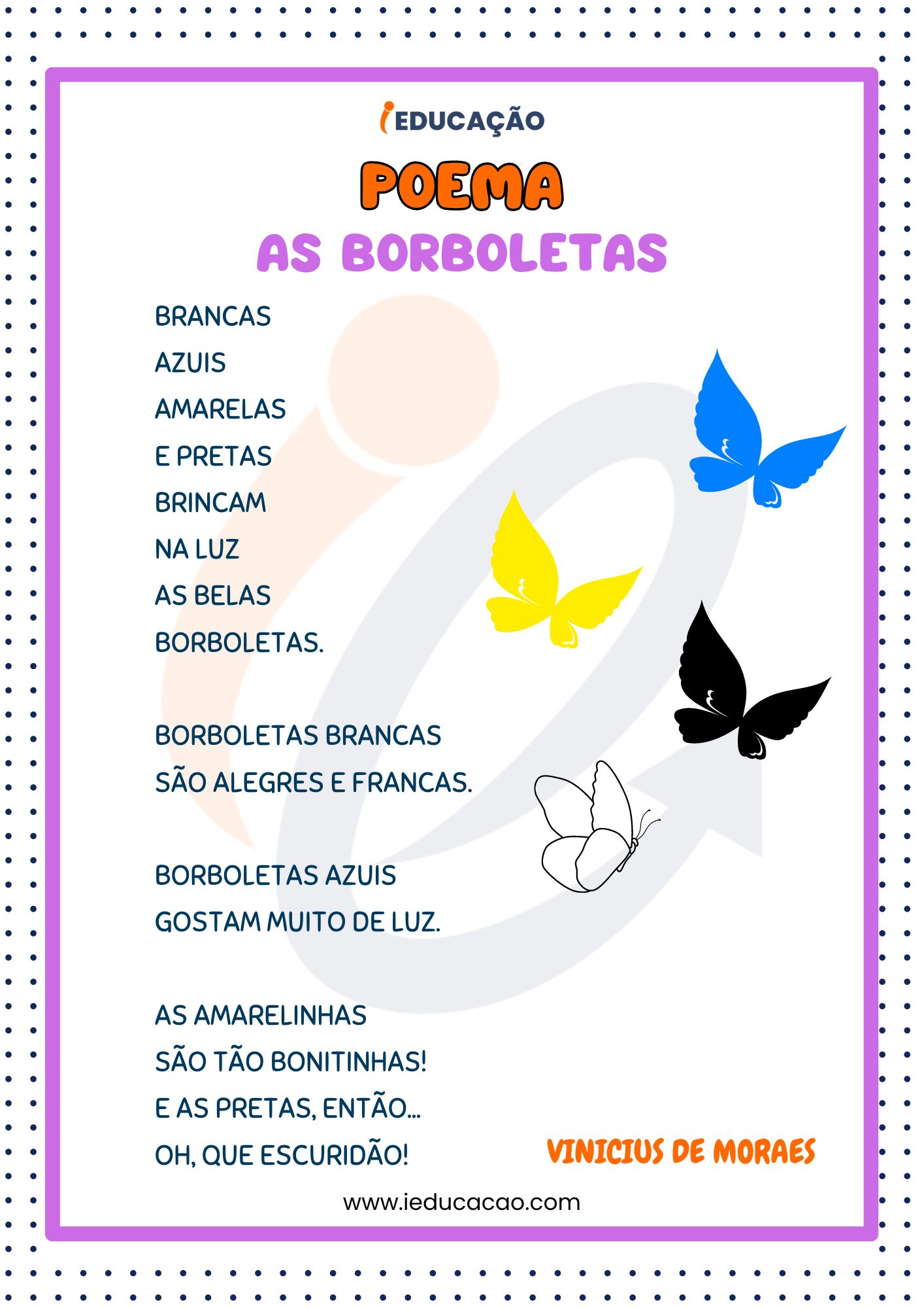 Poema para Educação Infantil- Poema As borboletas de Vinicius de Moraes