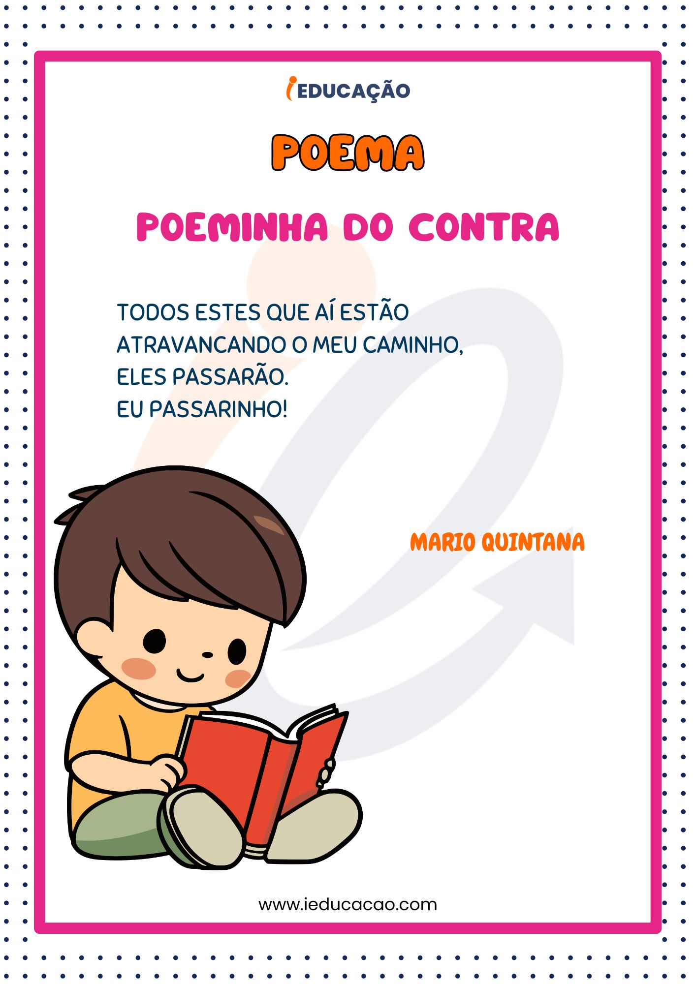 Poema para Educação Infantil- Poeminha do Contra de Mario Quintana