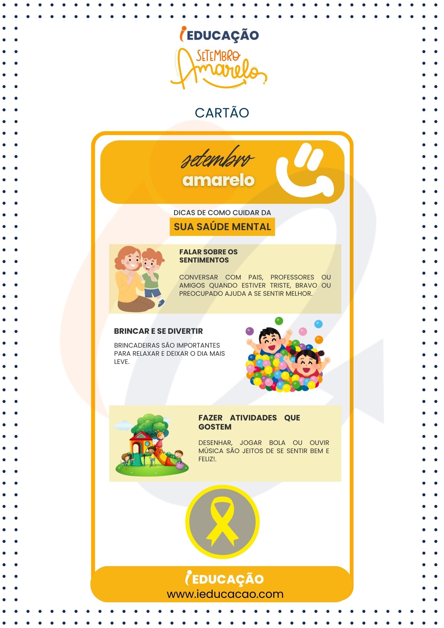 Setembro Amarelo- Cartão para Imprimir