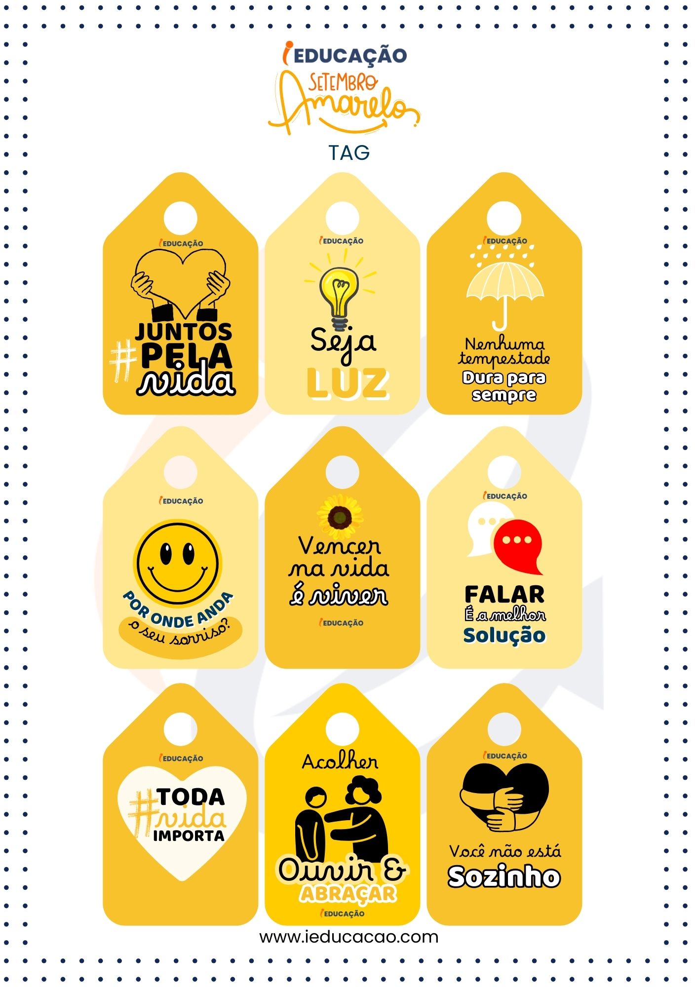 Setembro Amarelo- tags para Imprimir