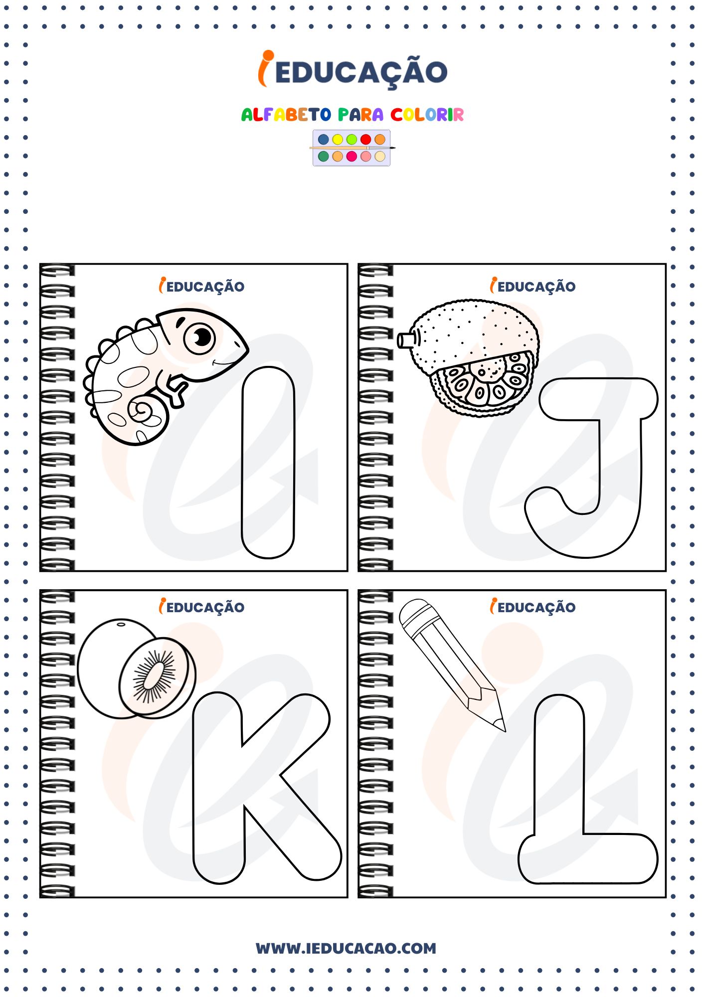 Alfabeto para Colorir- Alfabeto Ilustrativo para Colorir