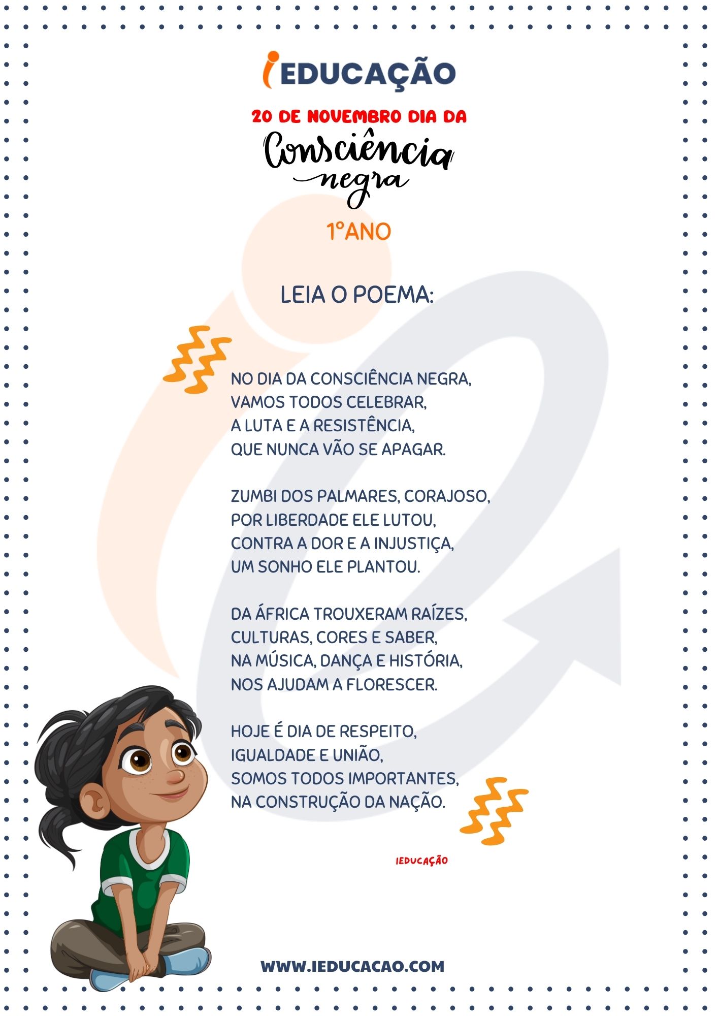 Atividades Consciência Negra de Leitura para 1º Ano