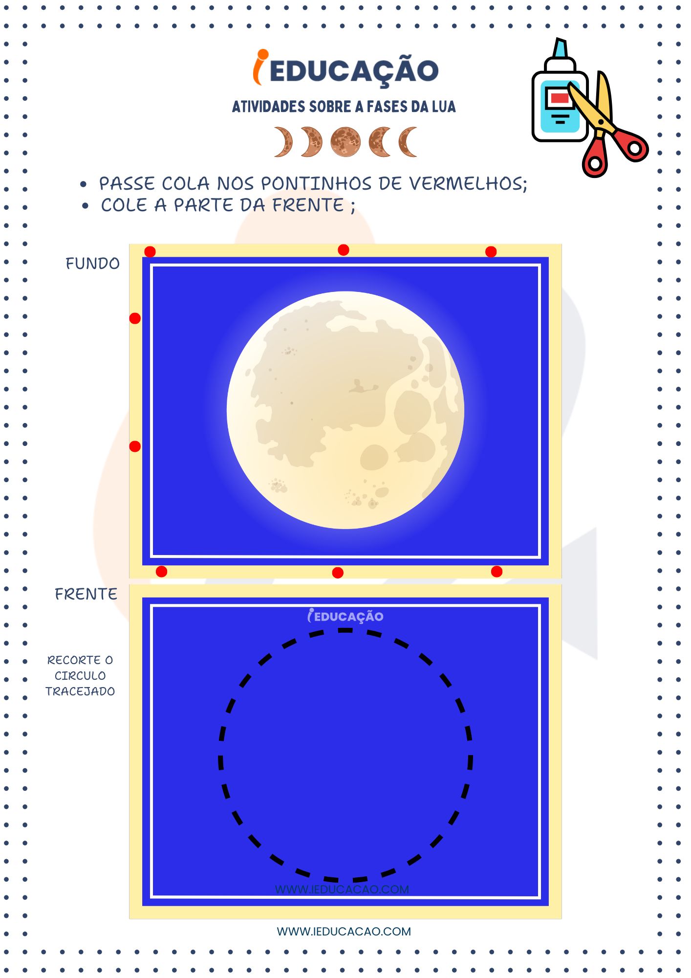 Atividades Fases da Lua- Carão para Recortar com as Fases da Lua