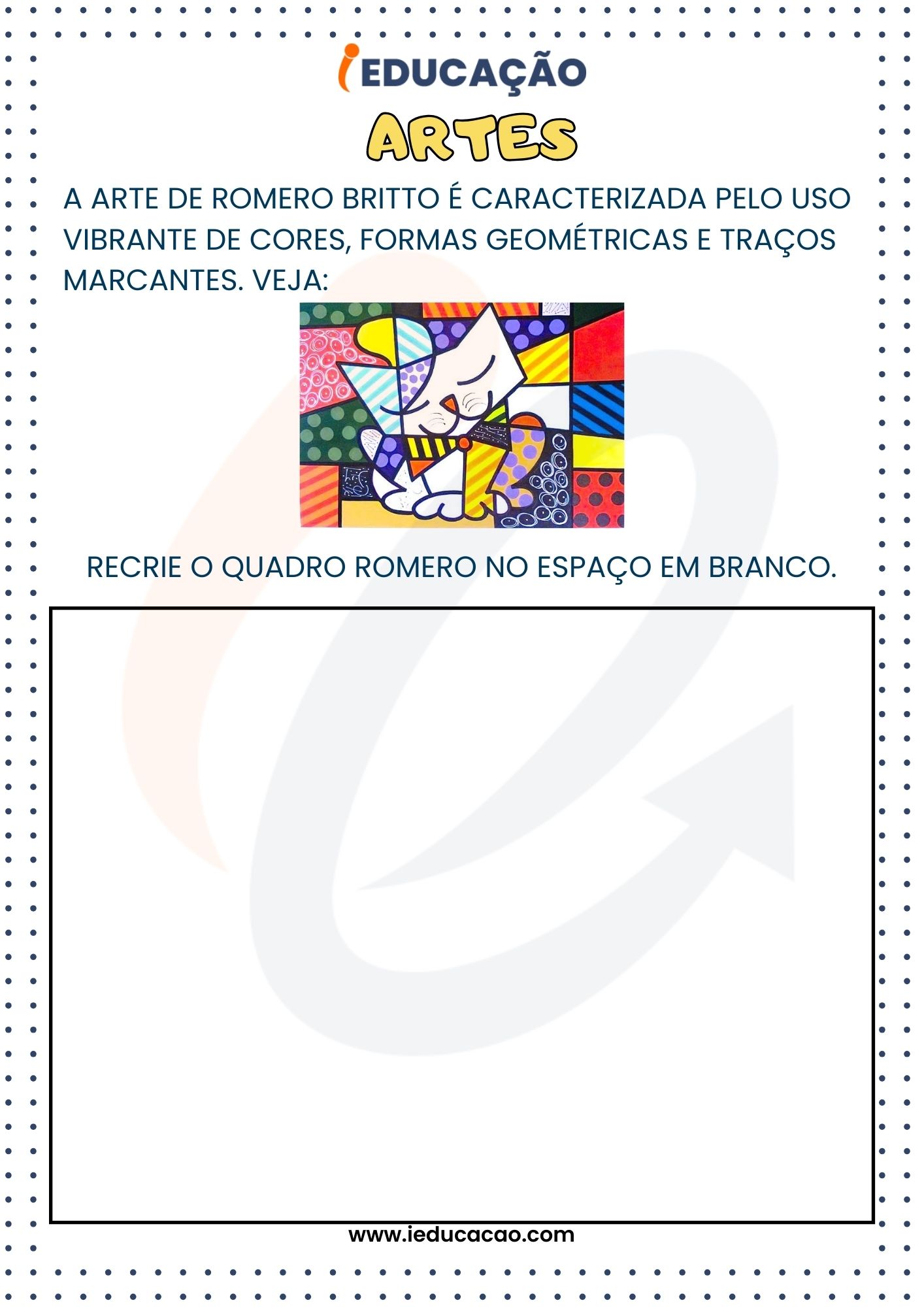 Atividades de Reforço 1º Ano- Atividade de Artes- Arte de Romero_