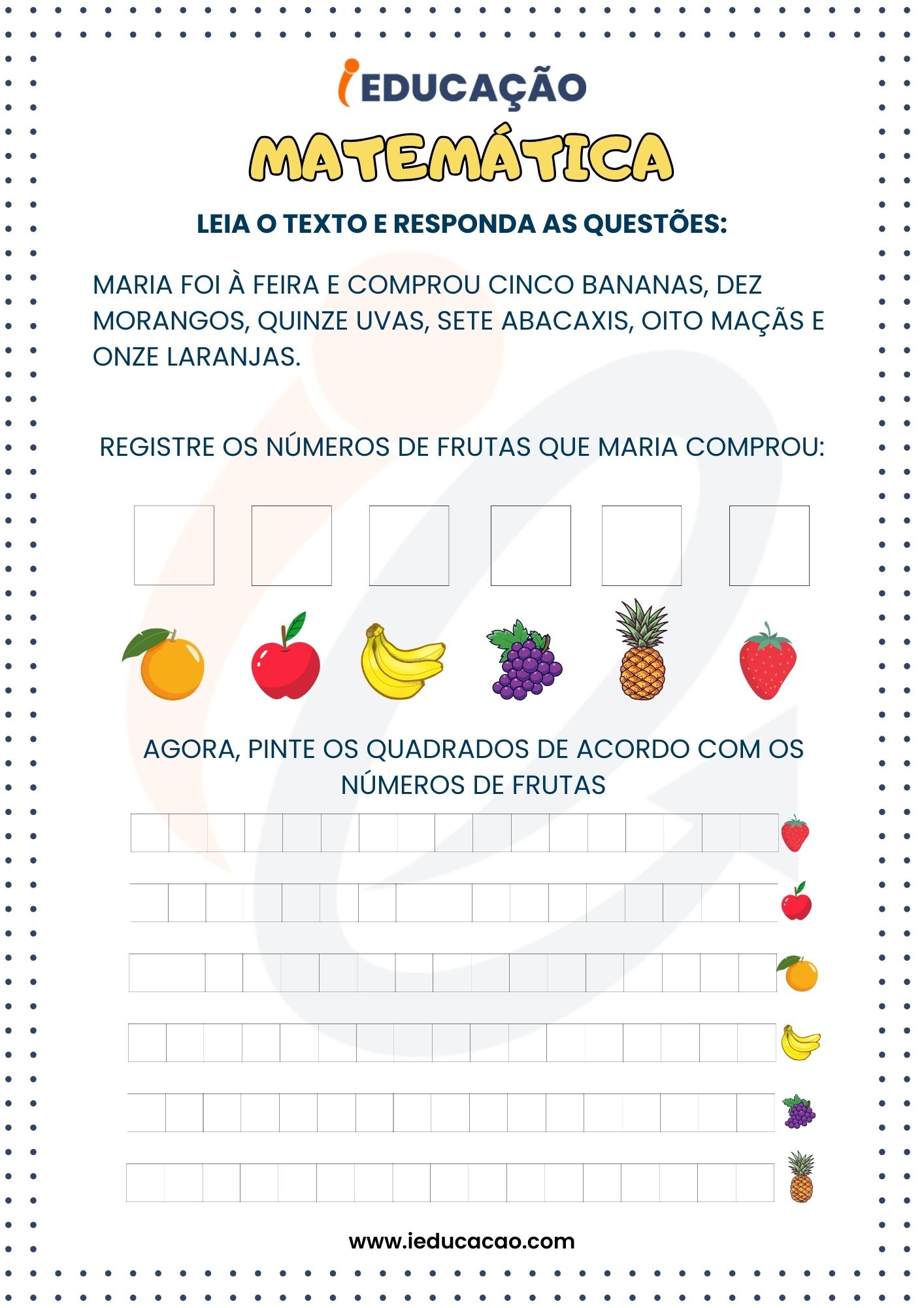 Atividades de Reforço 1º Ano- Atividade de Matemática para 1º ano- Atividade Números_