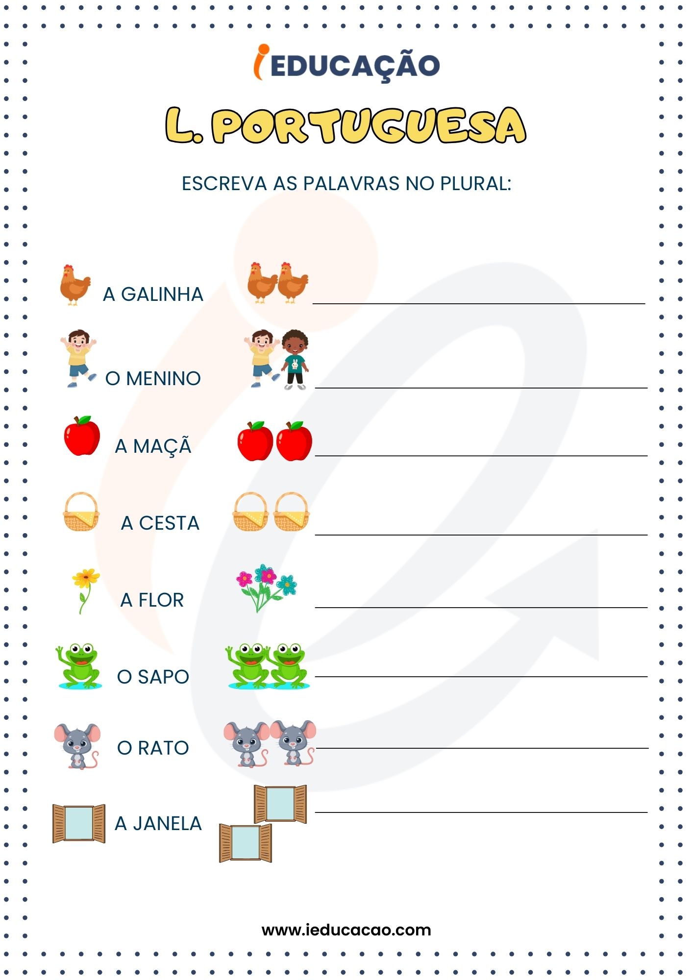 Atividades de Reforço 1º Ano- Atividade de Português para 1º ano- Atividade de Plural e Singular