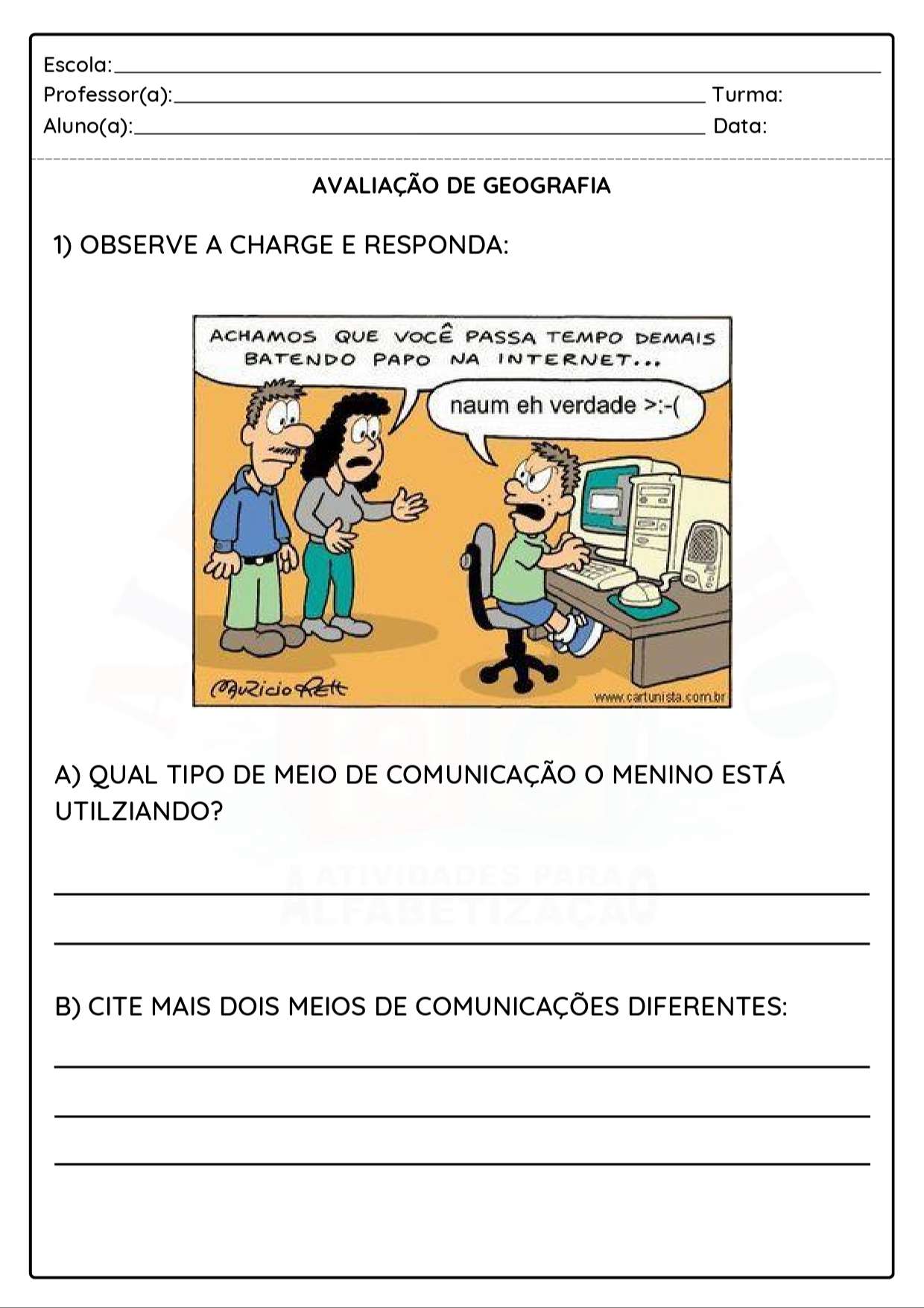 Avalição de Geografia. Fund. 1