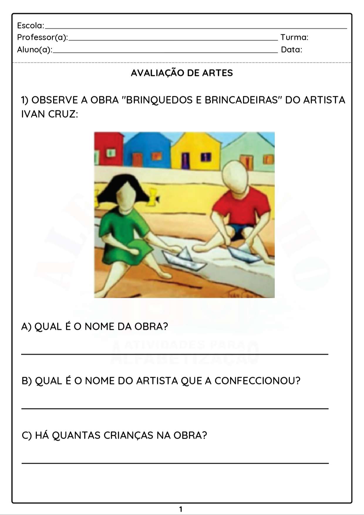 avaliação de artes; Fund. 1