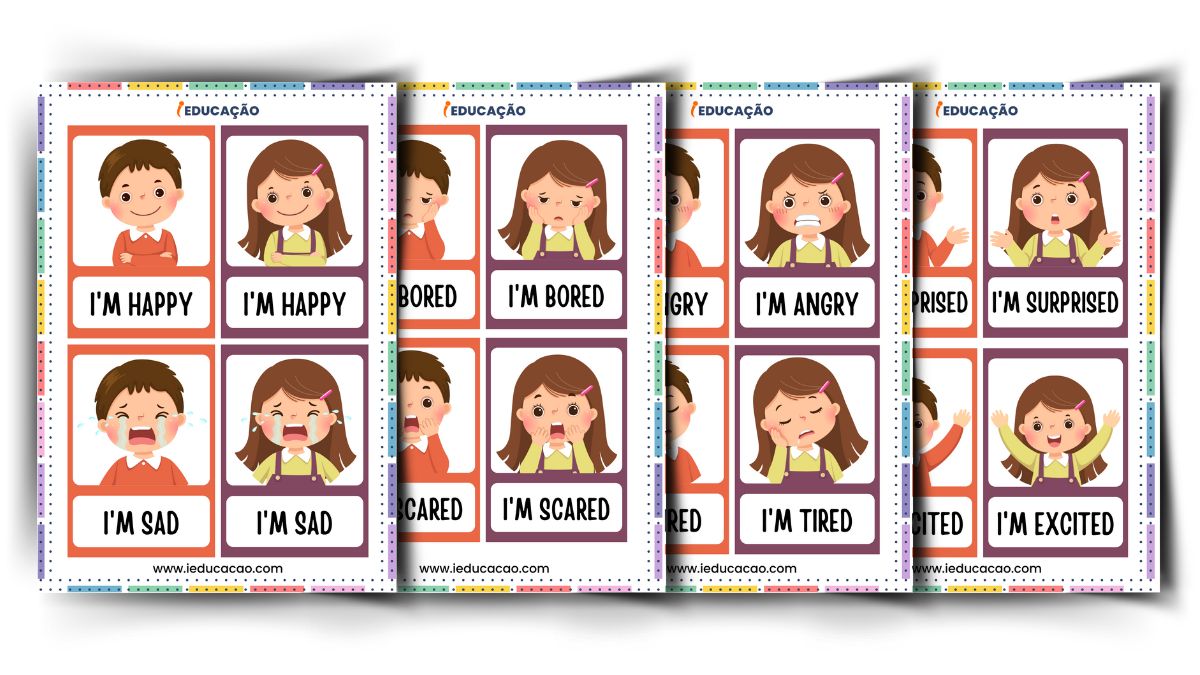 Flashcards das Emoções em Inglês - Jogo das Emoções para Imprimir: Inteligência Emocional na Infância