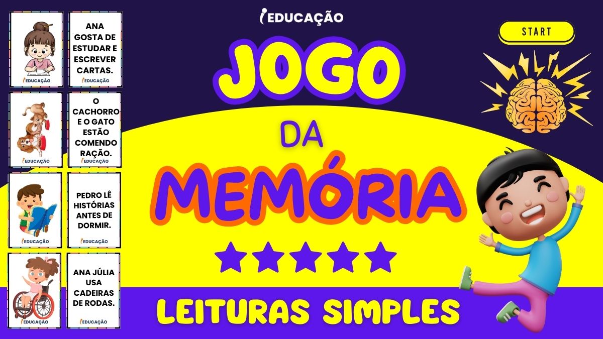 Jogo da Memória de Leitura Simples para Imprimir