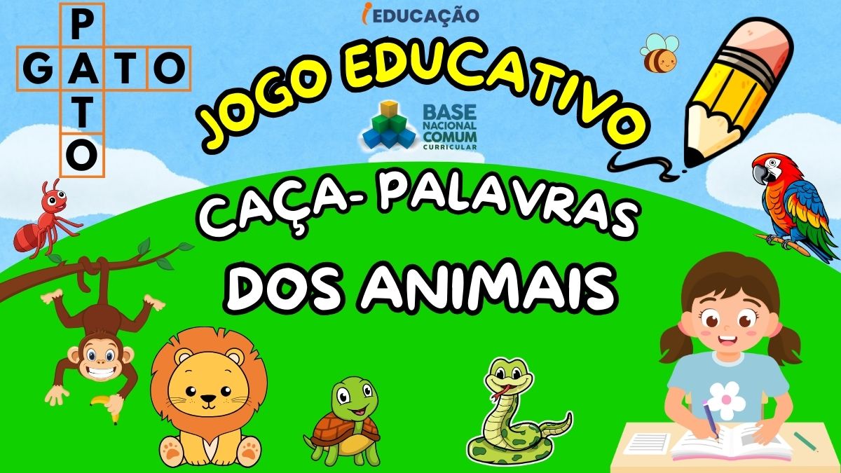 Jogo de Caça-Palavras dos Animais para Leitura e Escrita