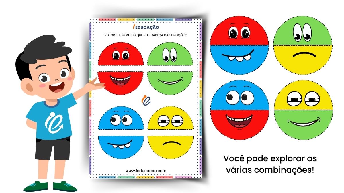 Quebra-Cabeça das Emoções - Jogo das Emoções para Imprimir: Inteligência Emocional na Infância