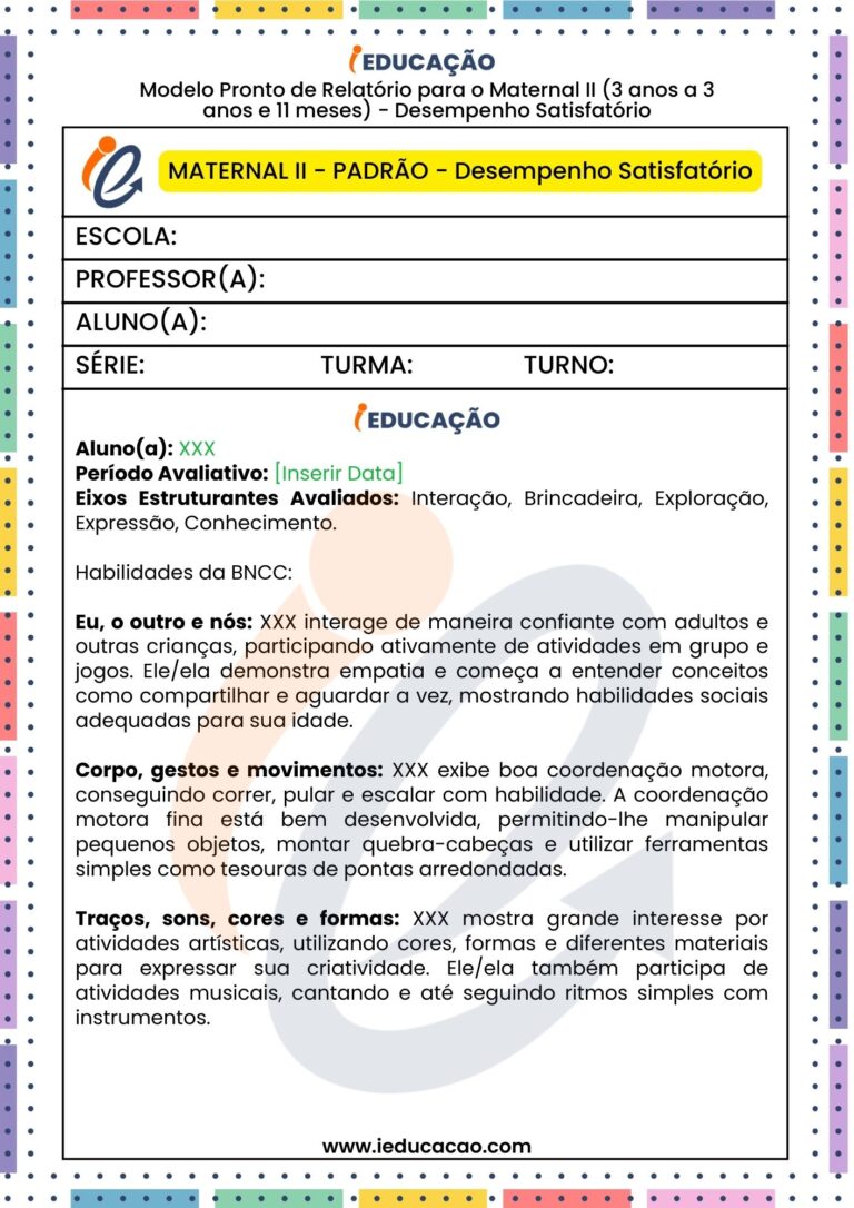 Parecer Descritivo Educacao Infantil De Acordo Com A Bncc