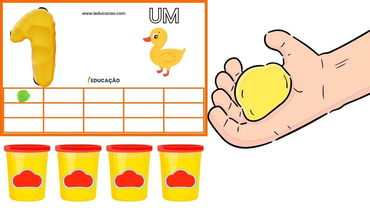 Aprendendo os Números e Quantidades com Massinha de Modelar - Ficha para Brincar com massinha de modelar