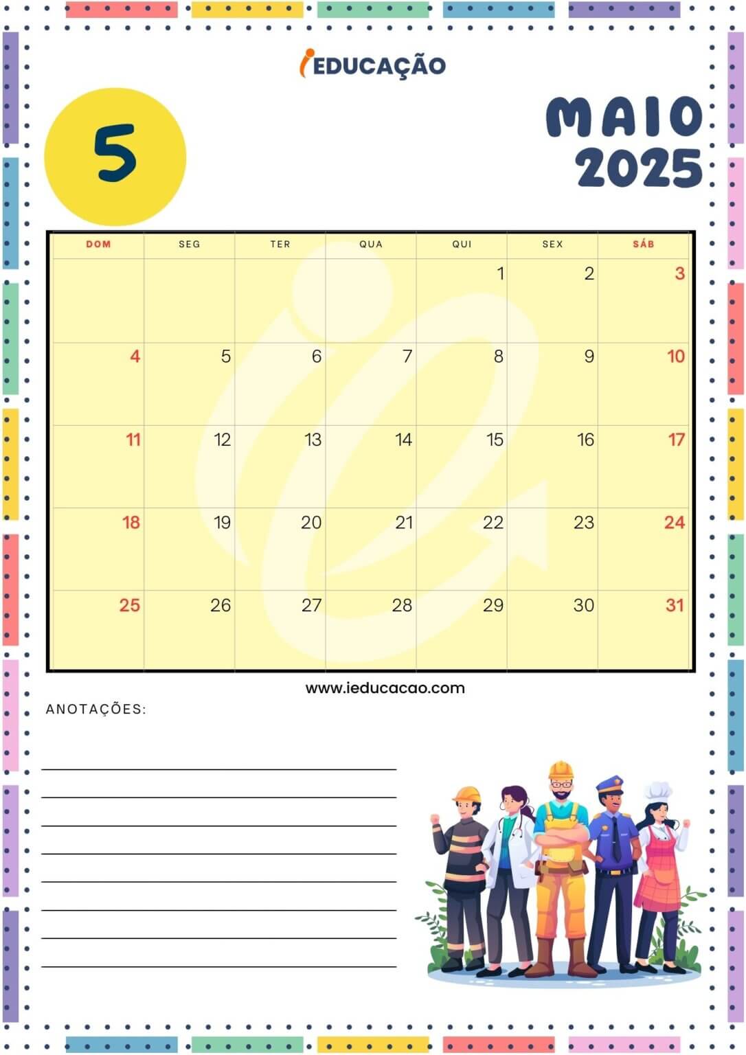 Calendário Escolar 2025 Modelos para Imprimir