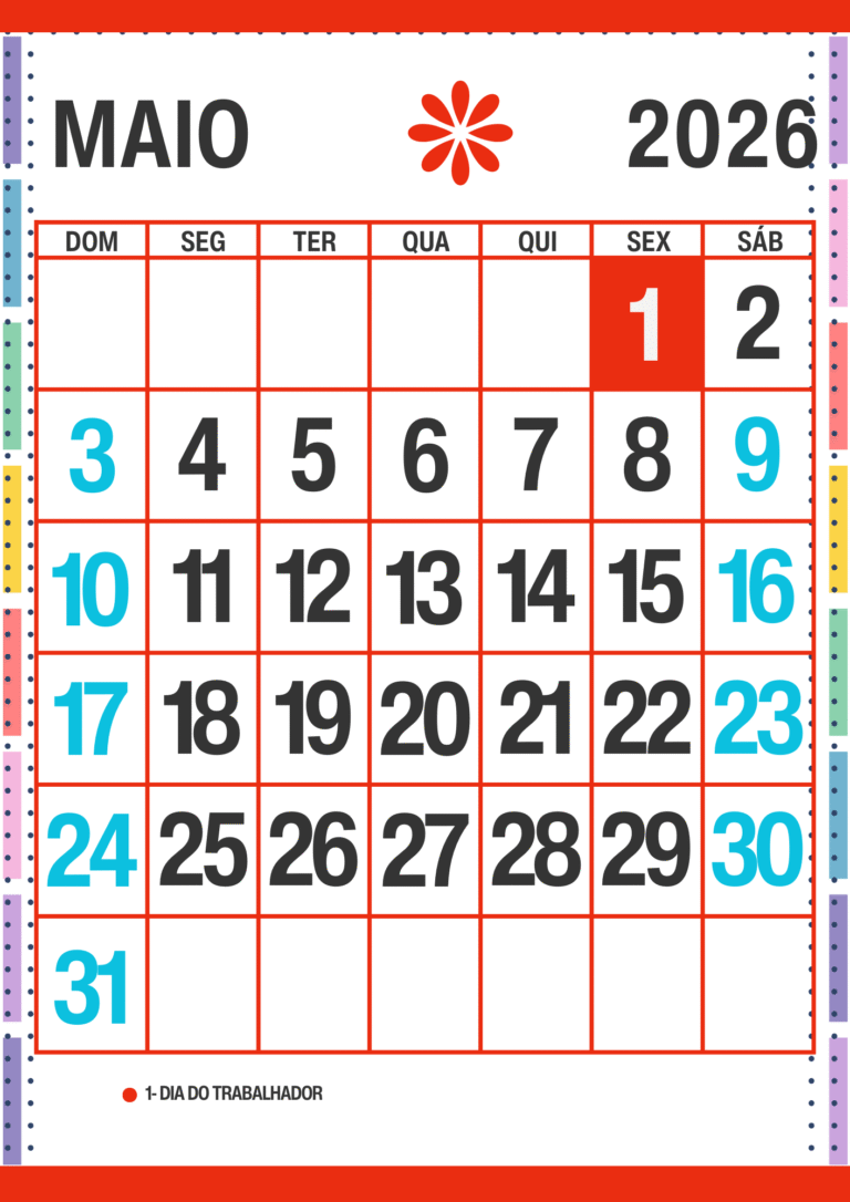 Calendário Escolar 2026 Com Datas Comemorativas para Imprimir
