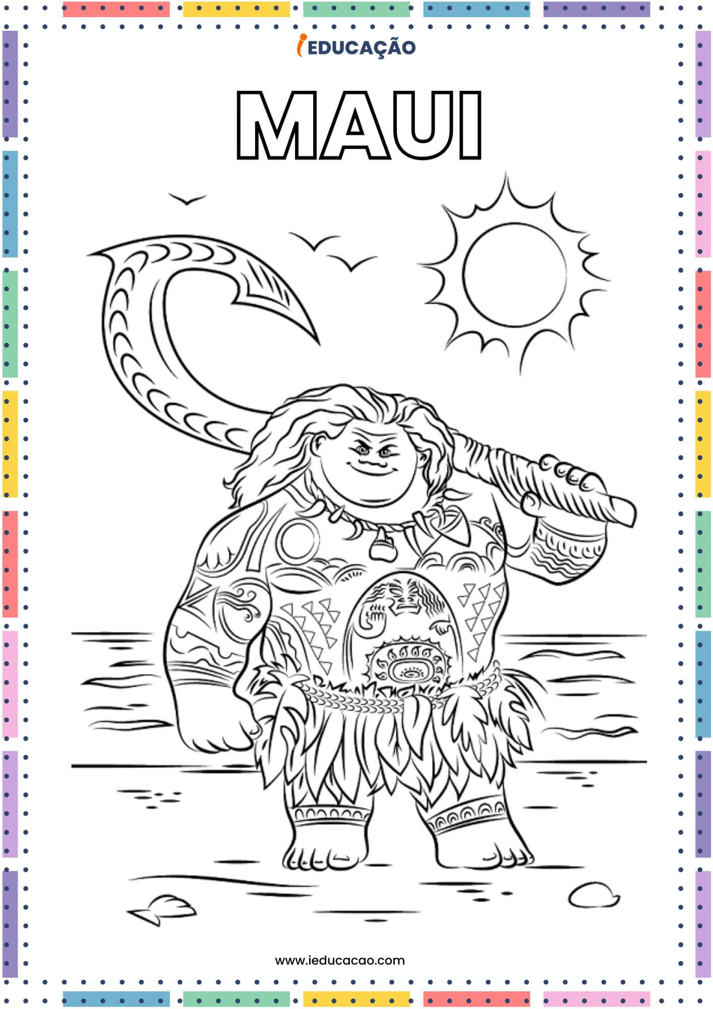 Desenhos da Moana para Colorir - Maui para Colorir.