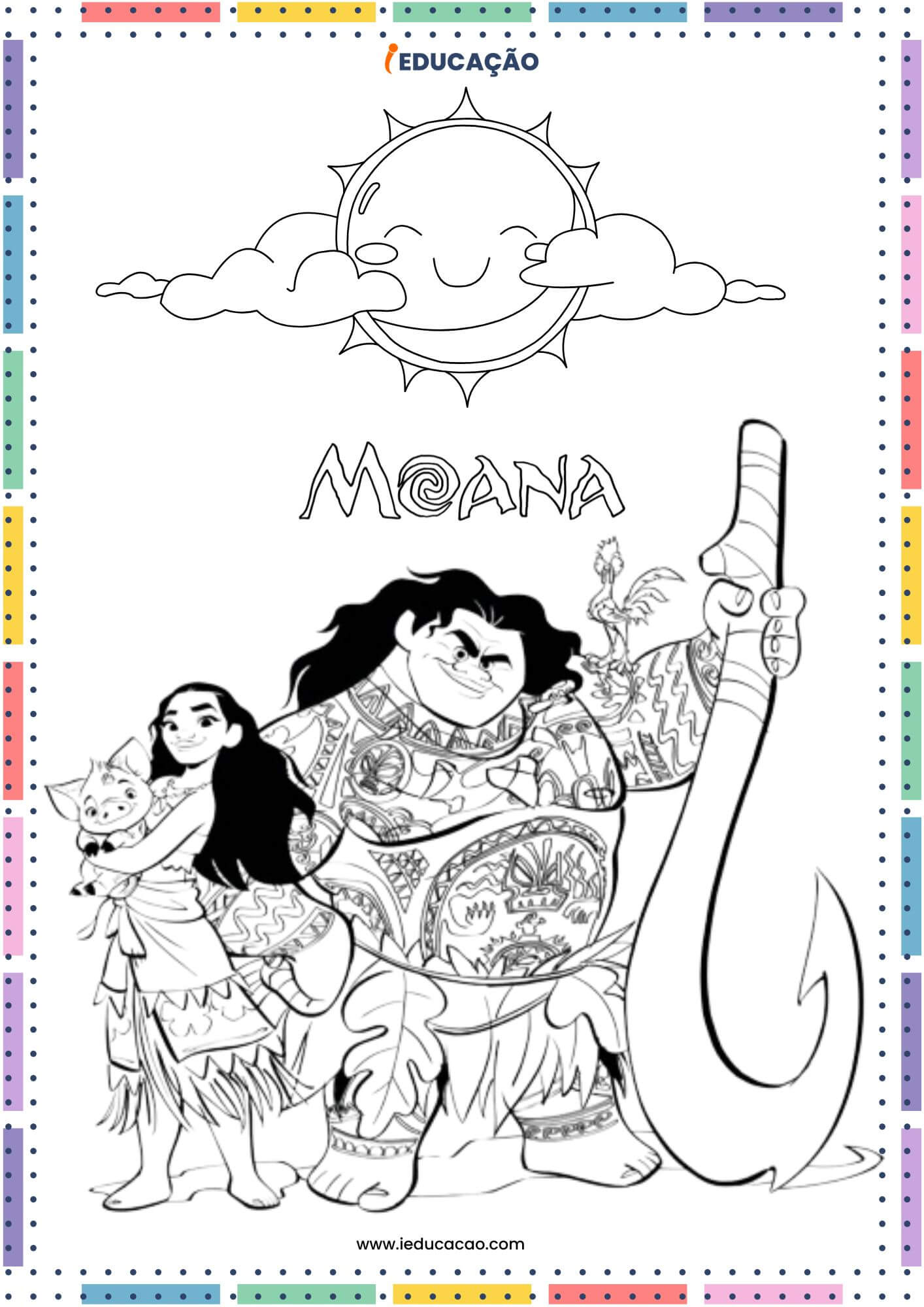 Desenhos da Moana para Colorir - Moana e Maui.