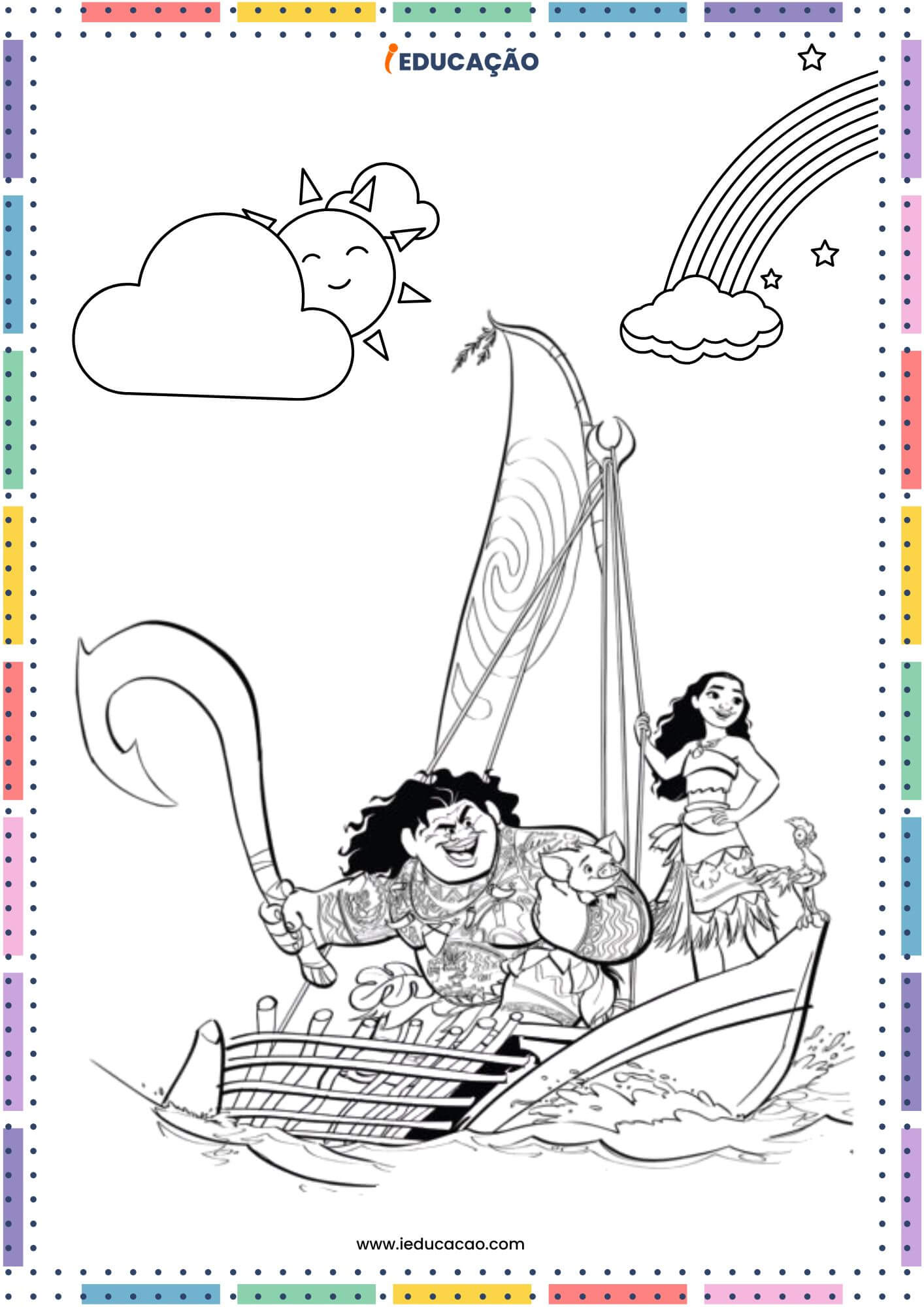 Desenhos da Moana para Colorir - Personagens da Moana para Colorir.