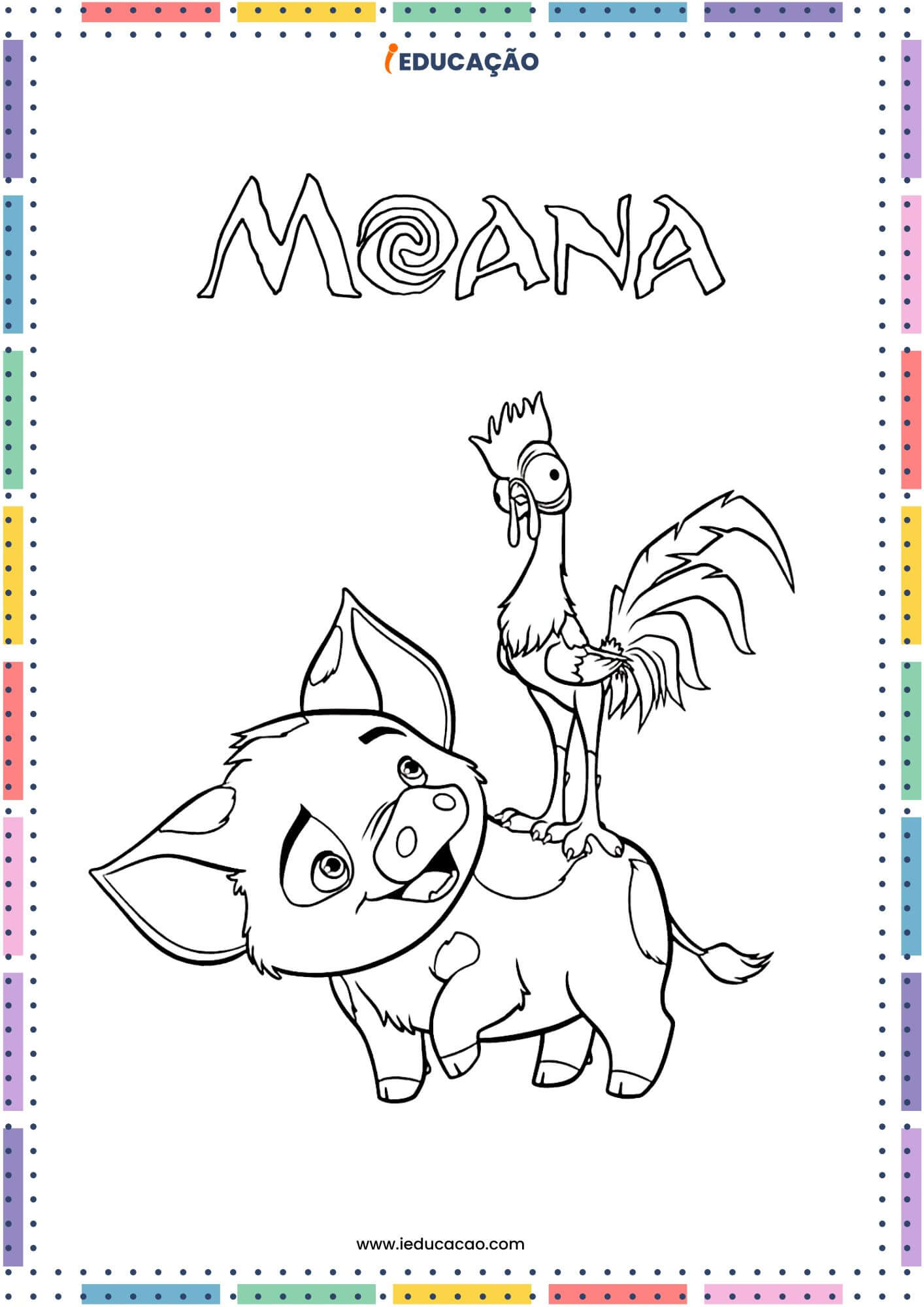 Desenhos da Moana para Colorir - os animais de Moana.