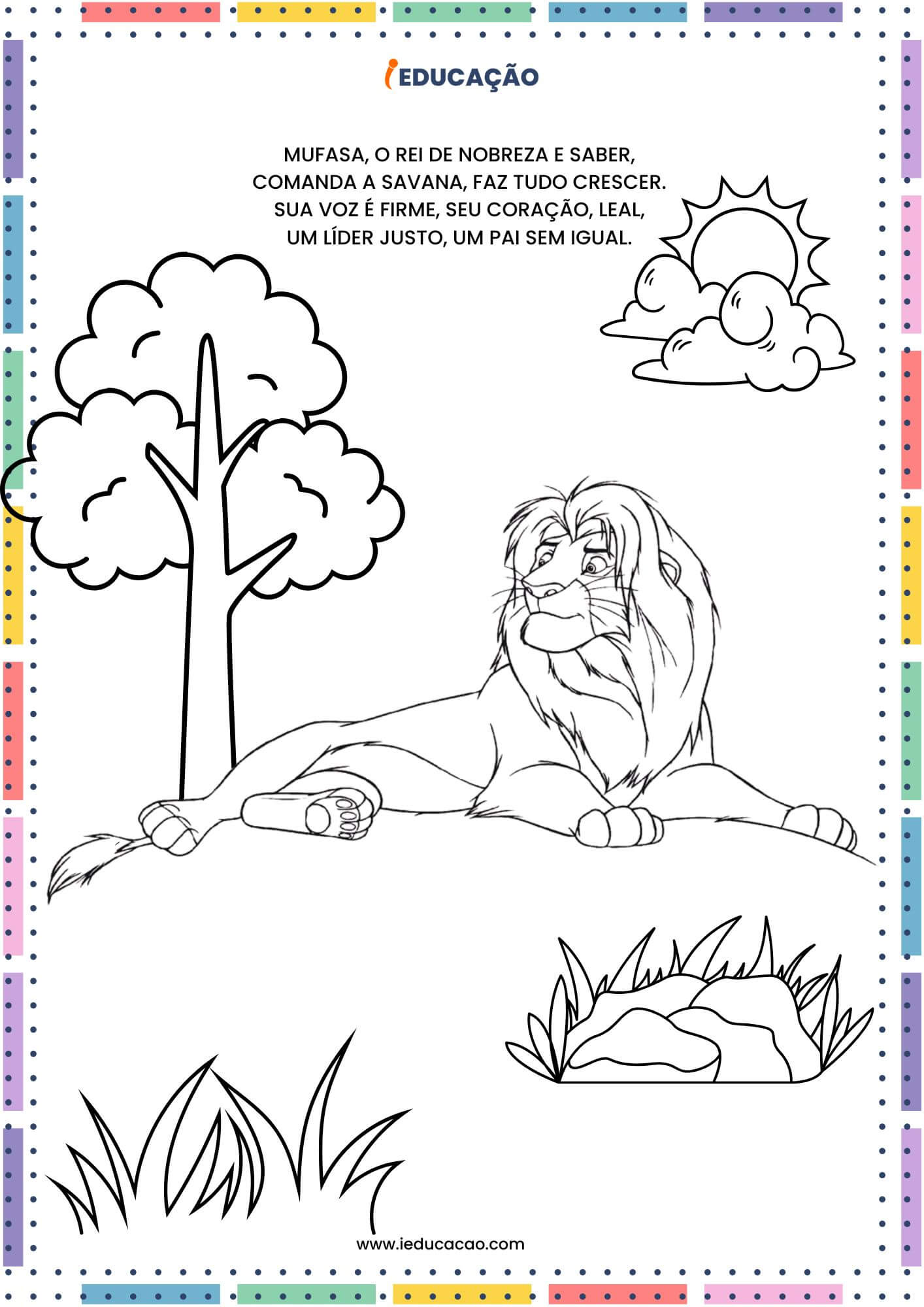 Desenhos para Colorir do Rei Leão - Desenhos do Mufasa o Rei Leão para Colorir.