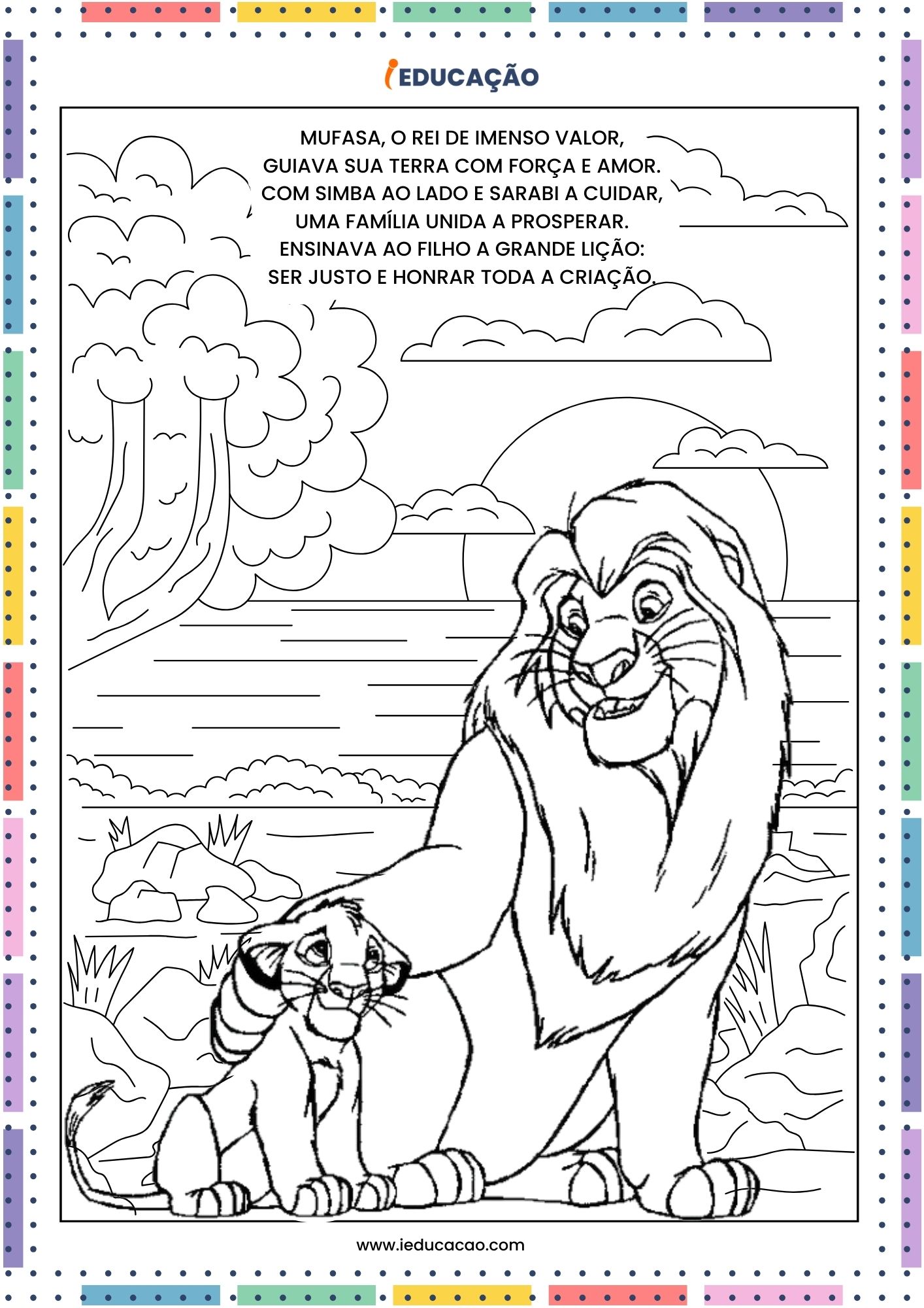 Desenhos para Colorir do Rei Leão - Mufasa o Rei Leão - Mufasa e Simba.