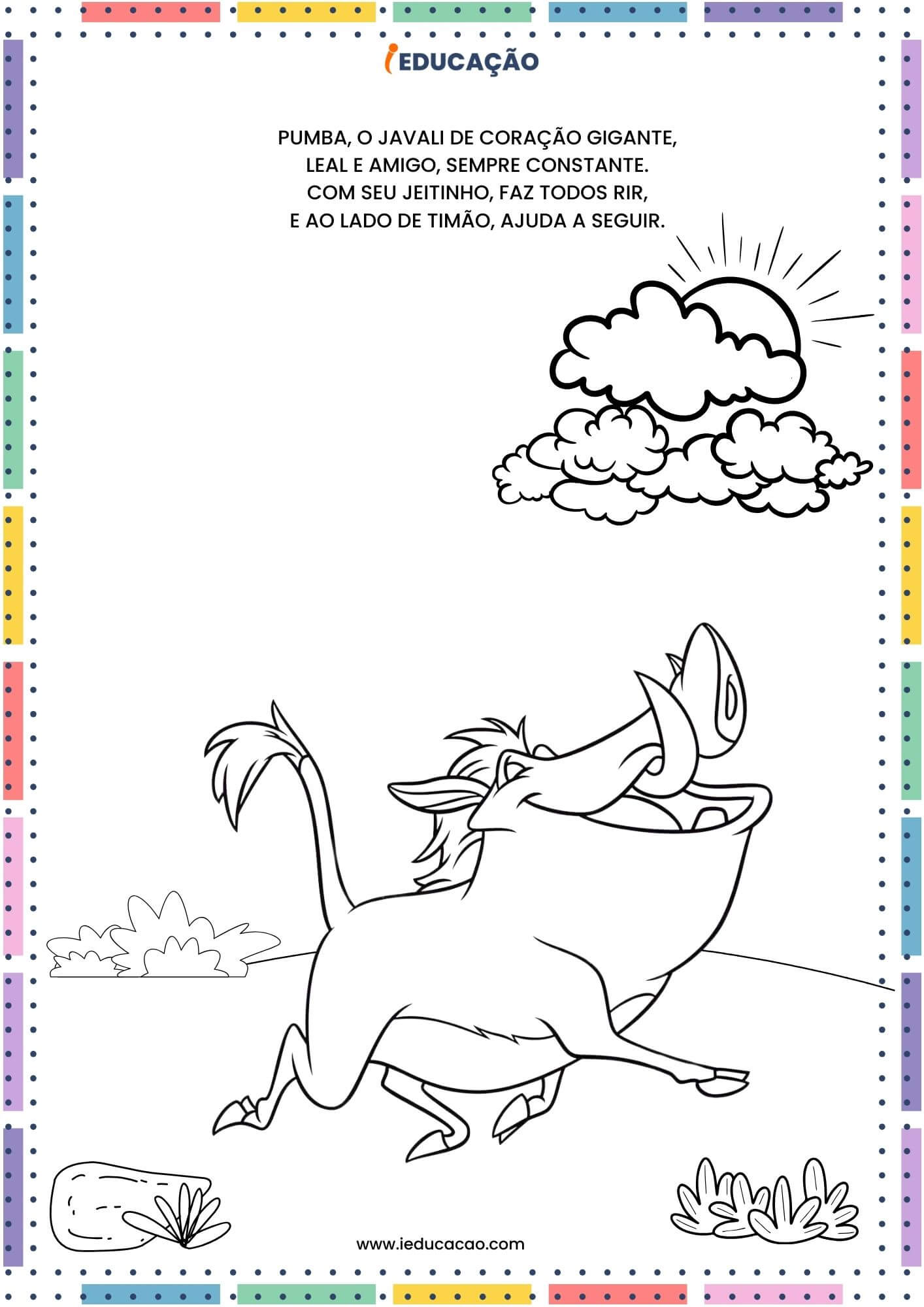 Desenhos para Colorir do Rei Leão - Pumba para Colorir - Timão e Pumba.