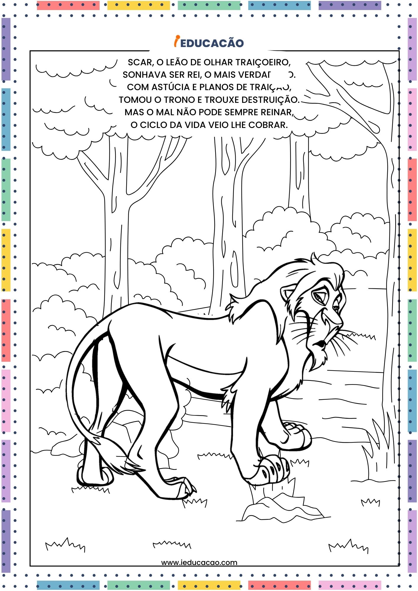 Desenhos para Colorir do Rei Leão - Scar para colorir - Mufasa o rei leão.