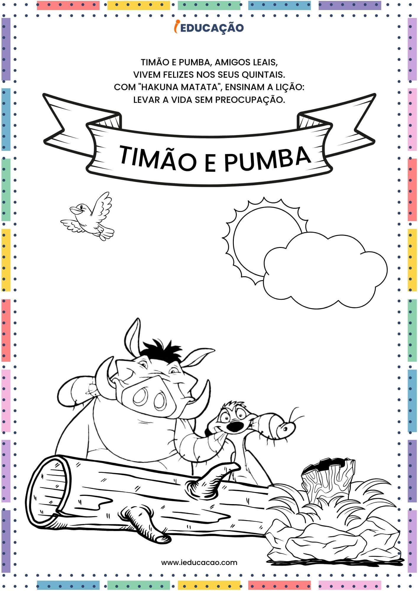 Desenhos para Colorir do Rei Leão - Timão e Pumba para Colorir.