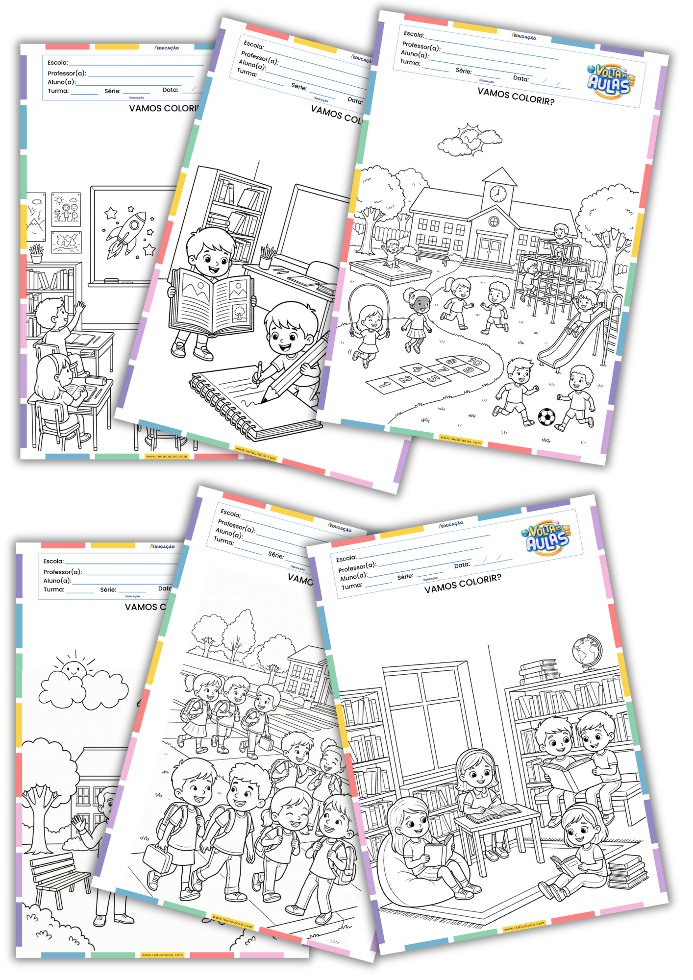 Kit Volta às Aulas 2026 para Imprimir na Semana de Adaptação Escolar Desenhos Volta às Aulas para colorir. Desenhos para colorir - Desenhos escolares para pintar