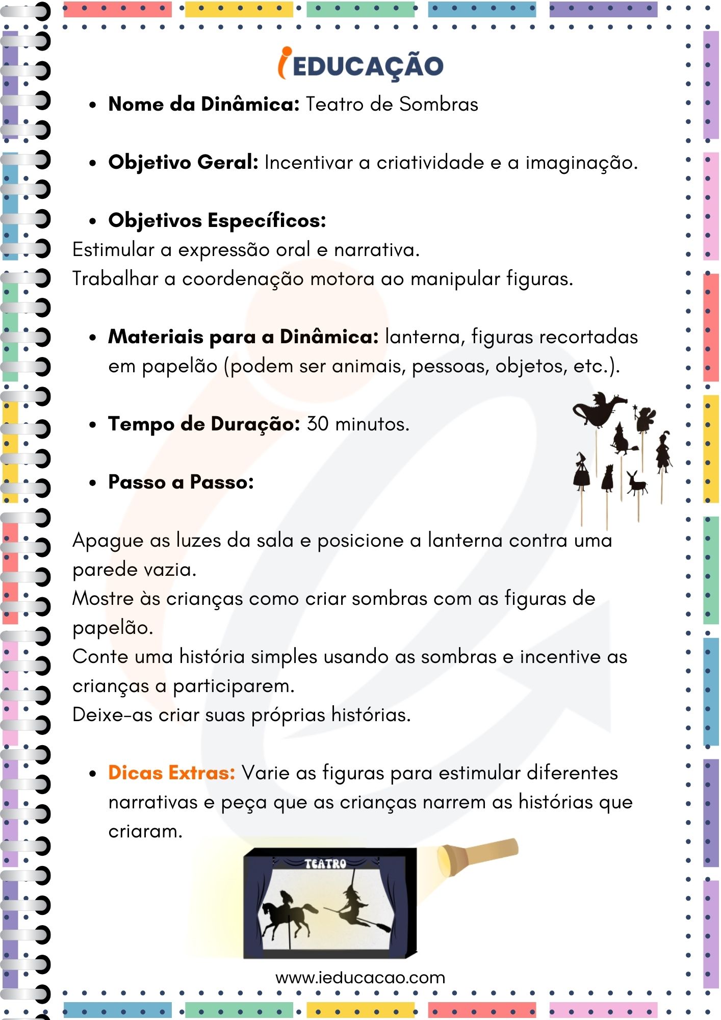 Dinâmicas para o Primeiro Dia de Aula - Educação Infantil  - Dinâmica Teatro de Sombras