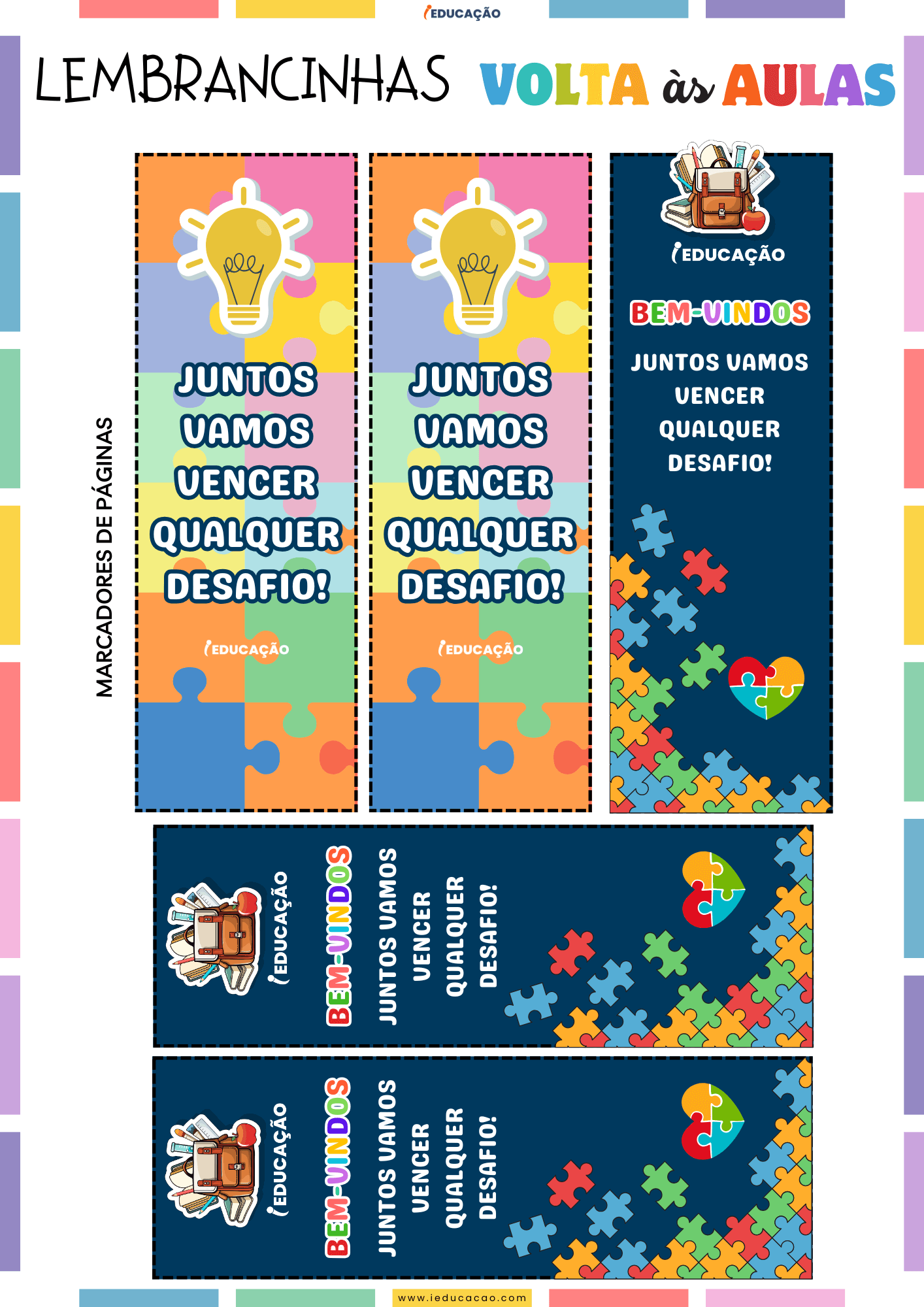 Kit Volta às Aulas 2026 para Imprimir na Semana de Adaptação Escolar Lembrancinhas Volta às Aulas com Marcadores de livro , Marcadores de páginas
