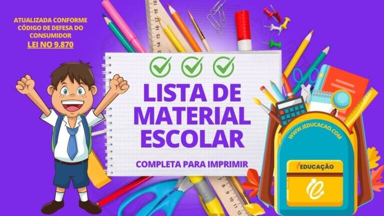 Lista de Material Escolar - Lista Completa de Materiais Escolares Para Imprimir