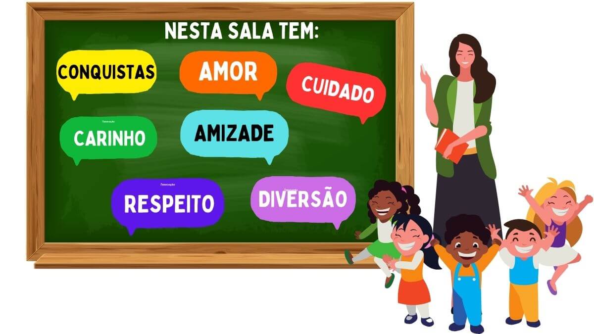 Painel com balões de palavras para montar - primeiro dia de aula