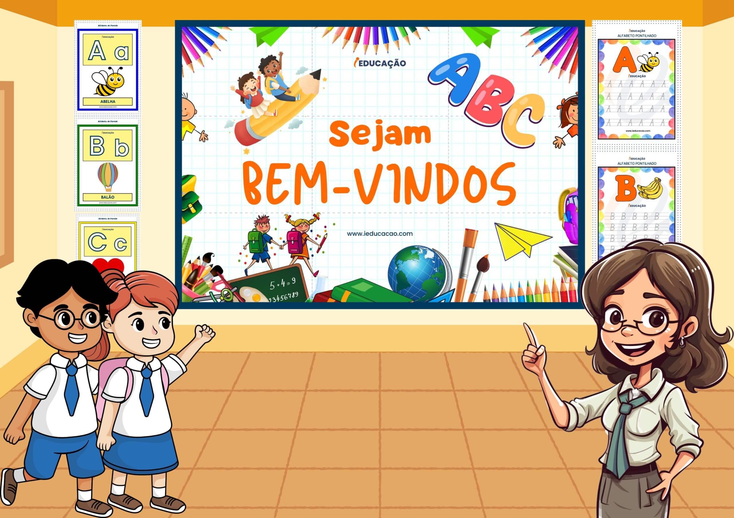 Painel de Bem Vindos para Escola - Modelo para montar 