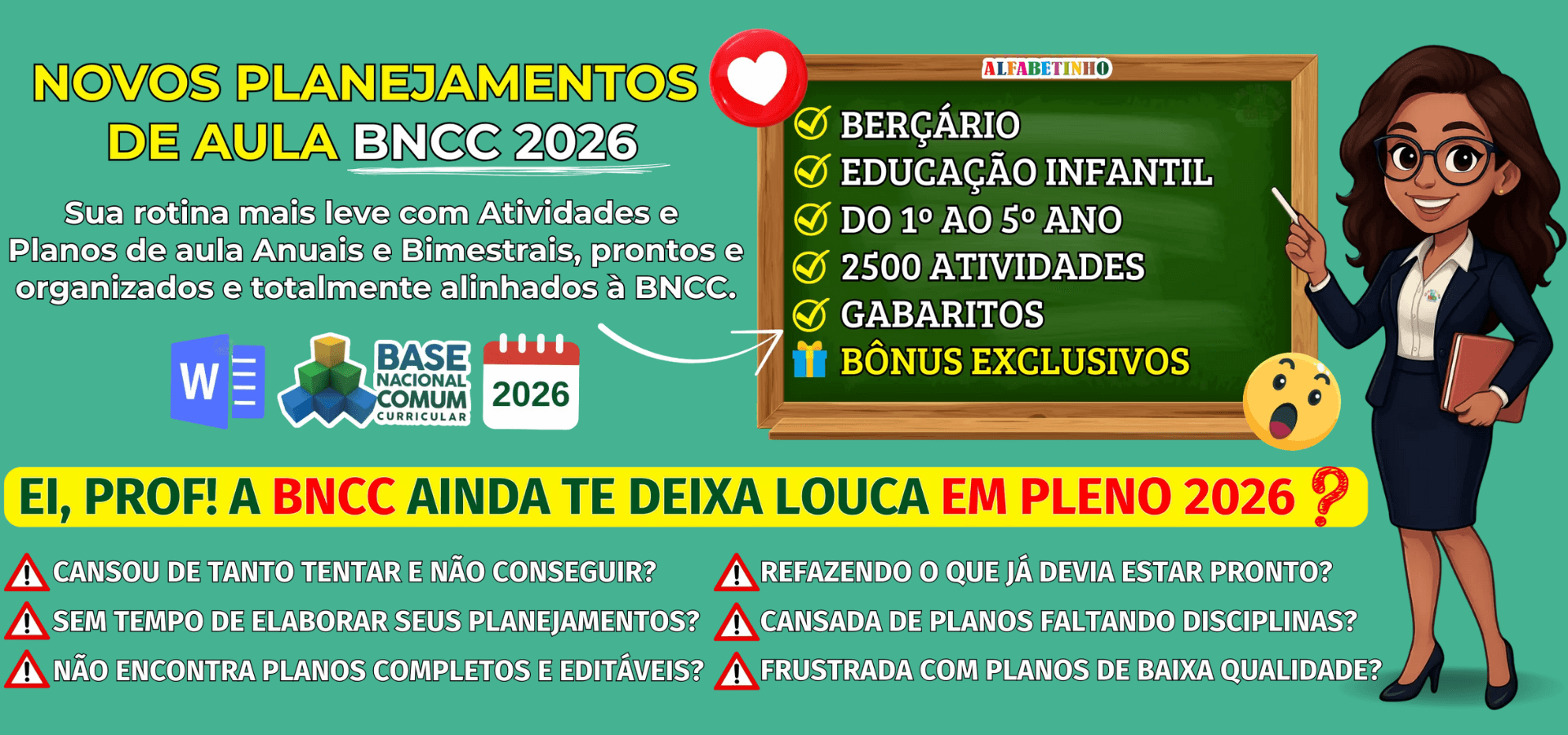 Planejamento Diário BNCC Com Modelos Prontos Para 2026 Planos de Aulas 2026 de acordo com BNCC - Planejamento completo para educação infantil e fundamental 1 - Planejamento e Atividades infantis