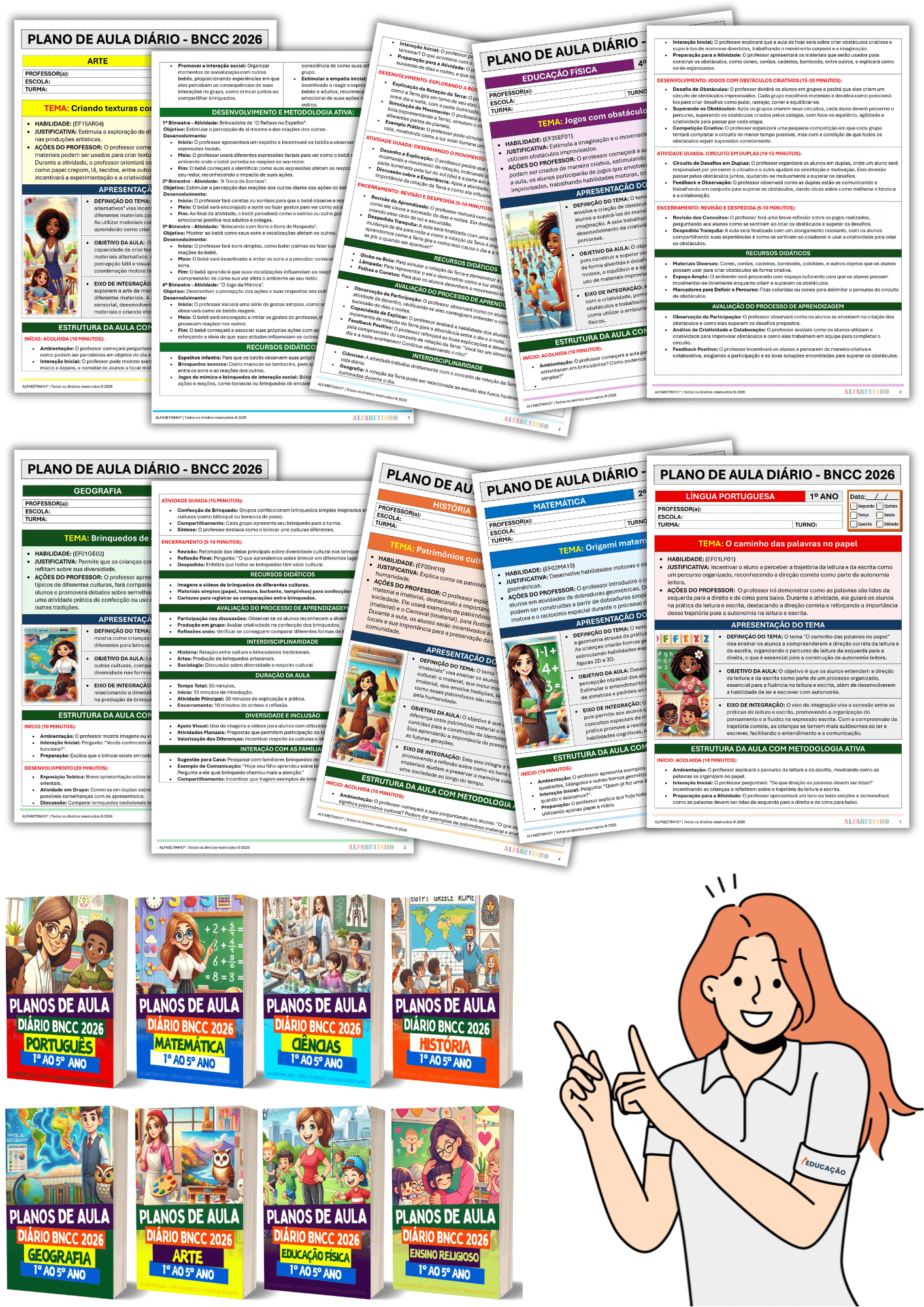 Planejamento Diário BNCC Com Modelos Prontos Para 2026 Planos de Aulas para o fundamental 1 - Planejamento 1º ao 5º ano - Modelos de plano de aula pronto para imprimir - planejamento editável escolar