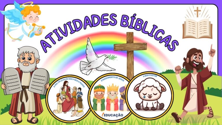 Atividade Bíblica Infantil para imprimir com histórias da bíblia e desenhos para colorir