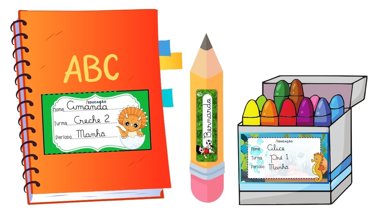 Material Escolares com Adesivos Etiquetas para Material Escolar Infantil - Etiquetas personalizadas para material escolar