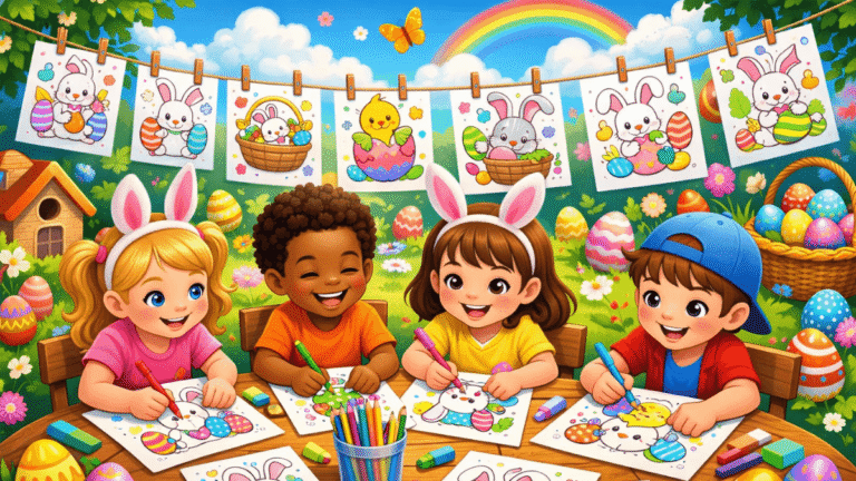 85 Desenhos da Páscoa para Colorir com Coelhinhos para Imprimir