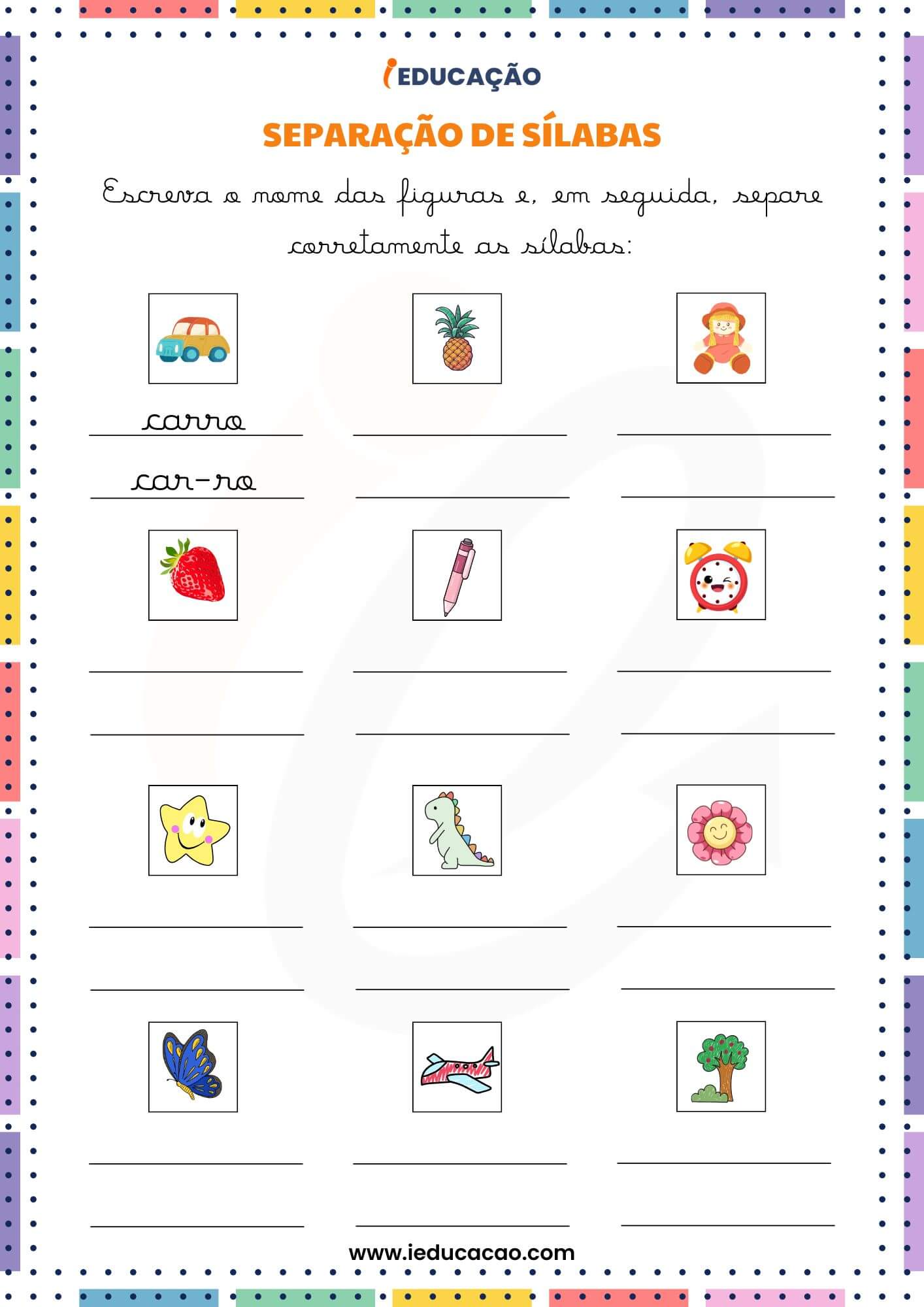 Atividades de Alfabetização 3° Ano para Imprimir com PDF Grátis - iEducação Atividades de Alfabetização 3º Ano - Atividade Letra Cursiva 3 ano - Atividade de Separação de Sílabas