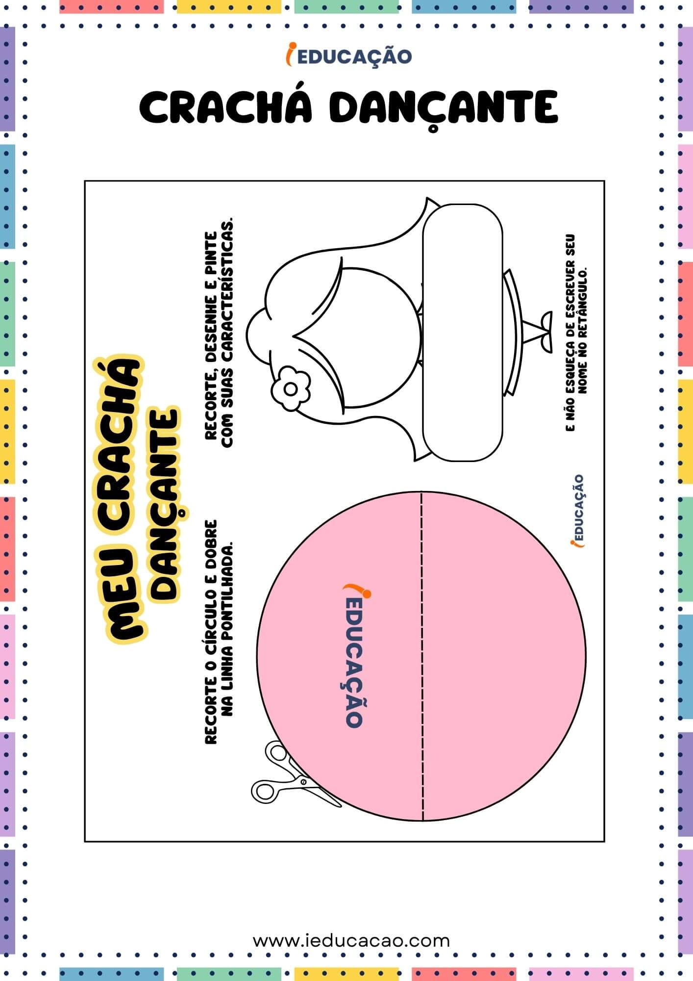 Crachás para Educação Infantil Com Identificações Lúdicas para Imprimir - iEducação Crachás para Educação Infantil - Crachá Dançante Menina