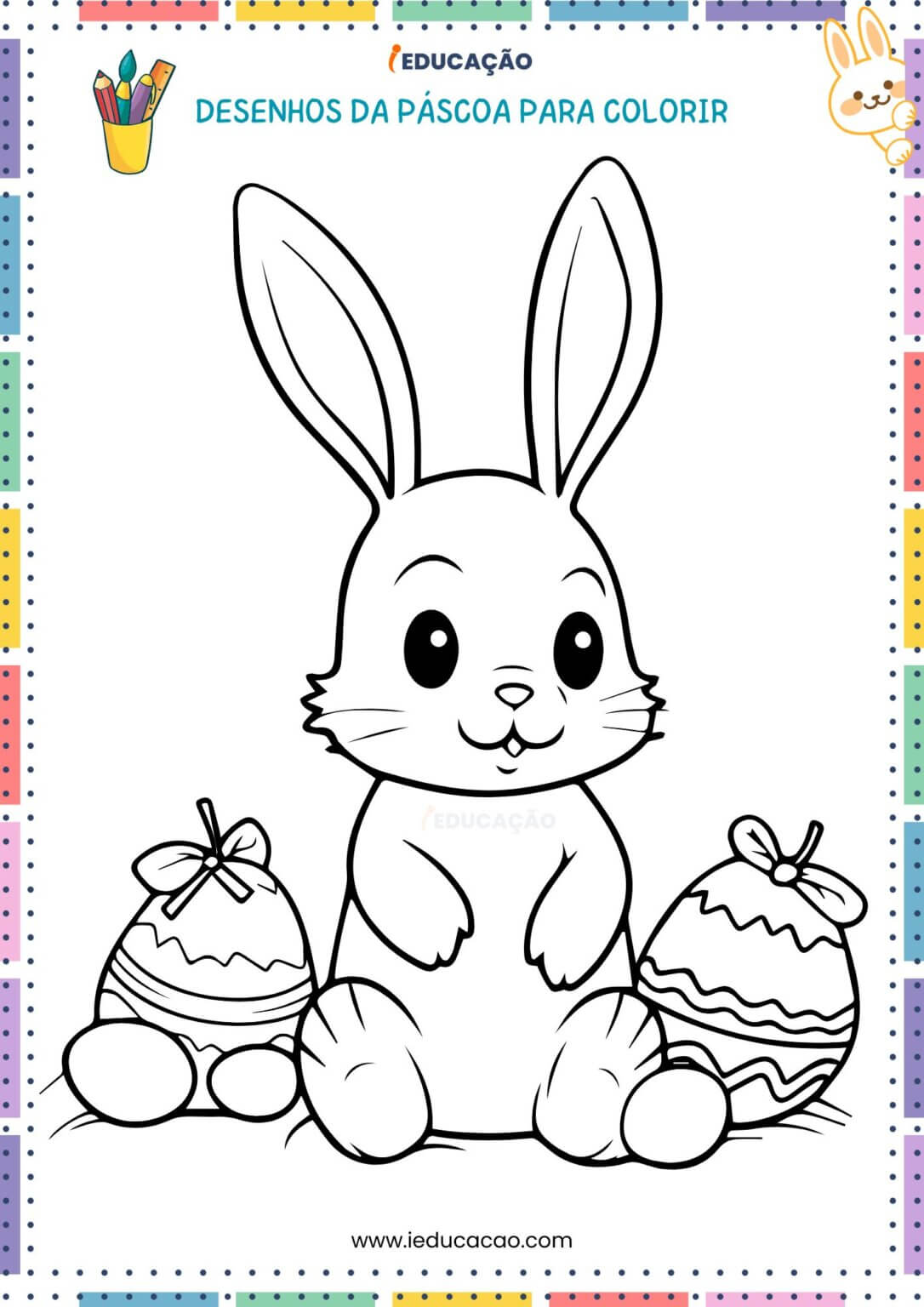 85 Desenhos da Páscoa para Colorir com Coelhinhos para Imprimir
